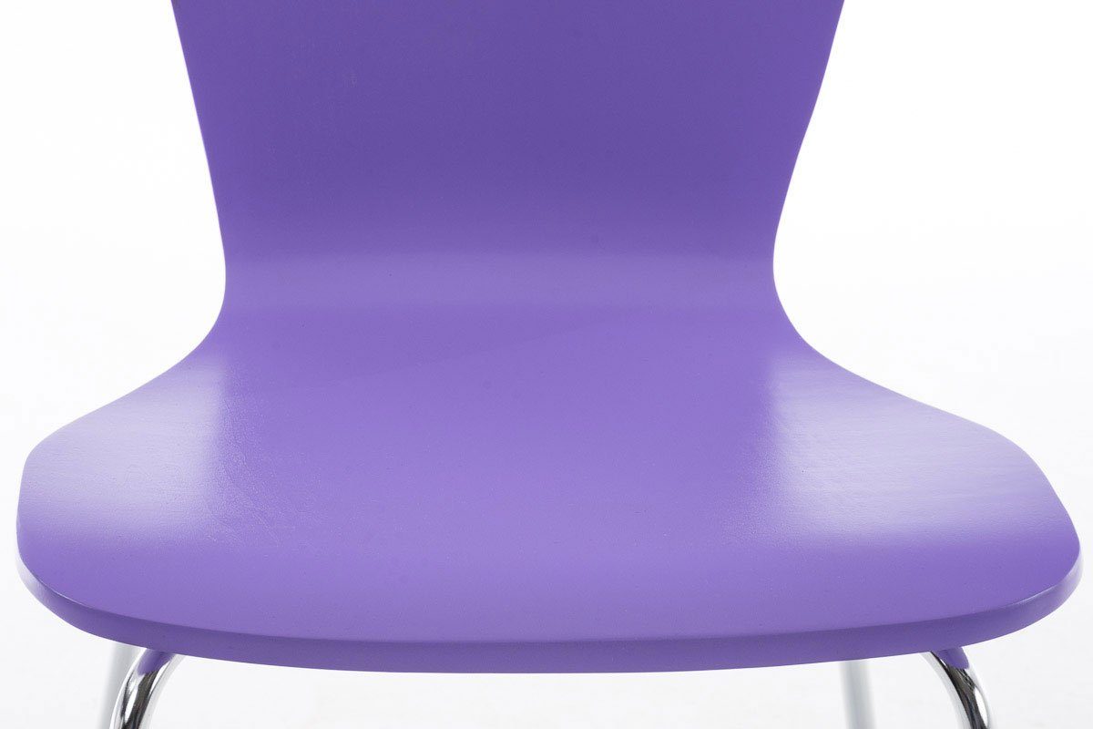 TPFLiving Besucherstuhl Jaron mit ergonomisch Konferenzstuhl (Besprechungsstuhl Sitzfläche: chrom Gestell: - - Warteraumstuhl - - Messestuhl), lila Holz Metall Sitzfläche geformter