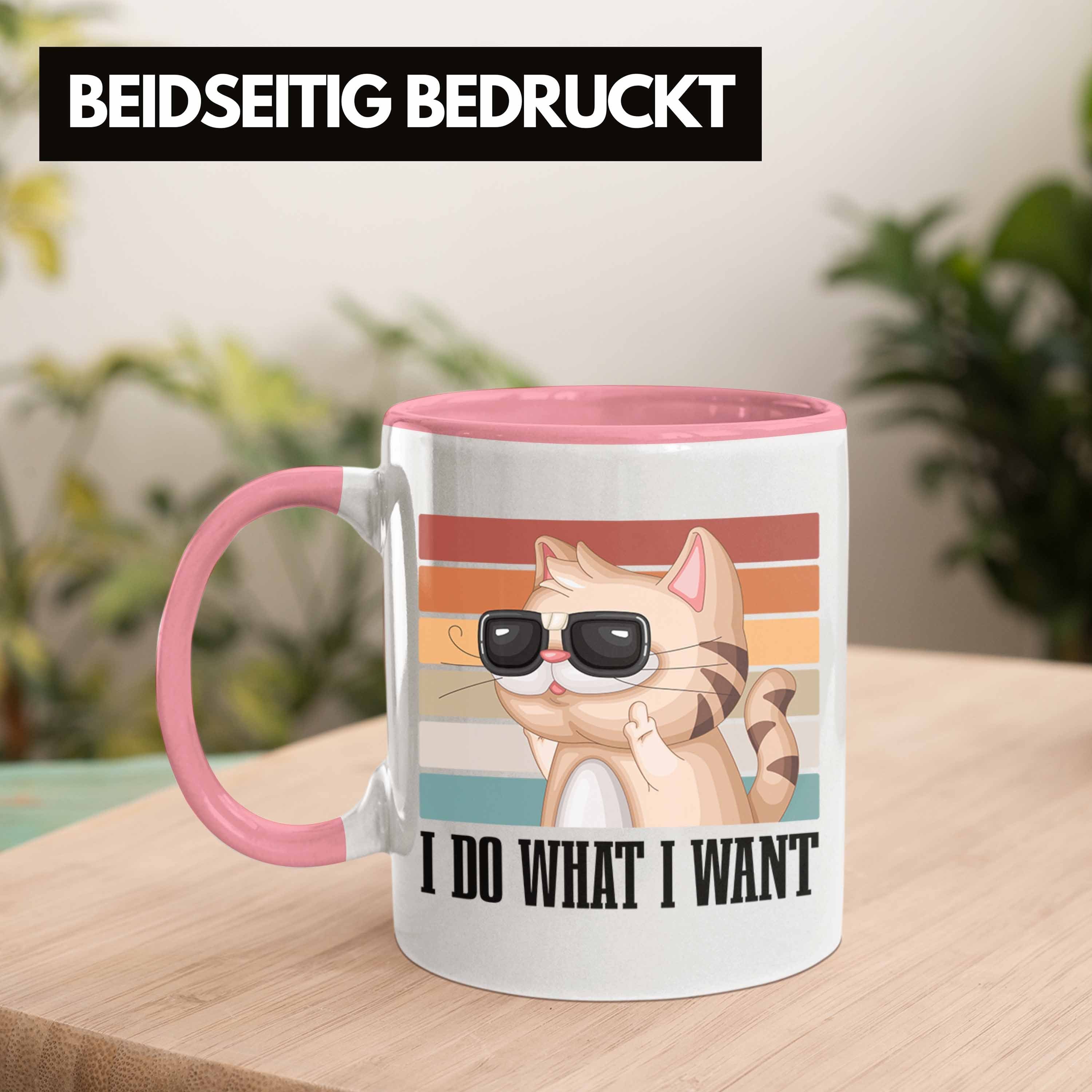 Trendation Tasse Lustige Tasse Was Geschenkidee Will" Katze Mache Freun Katzen Rosa Ich "Ich