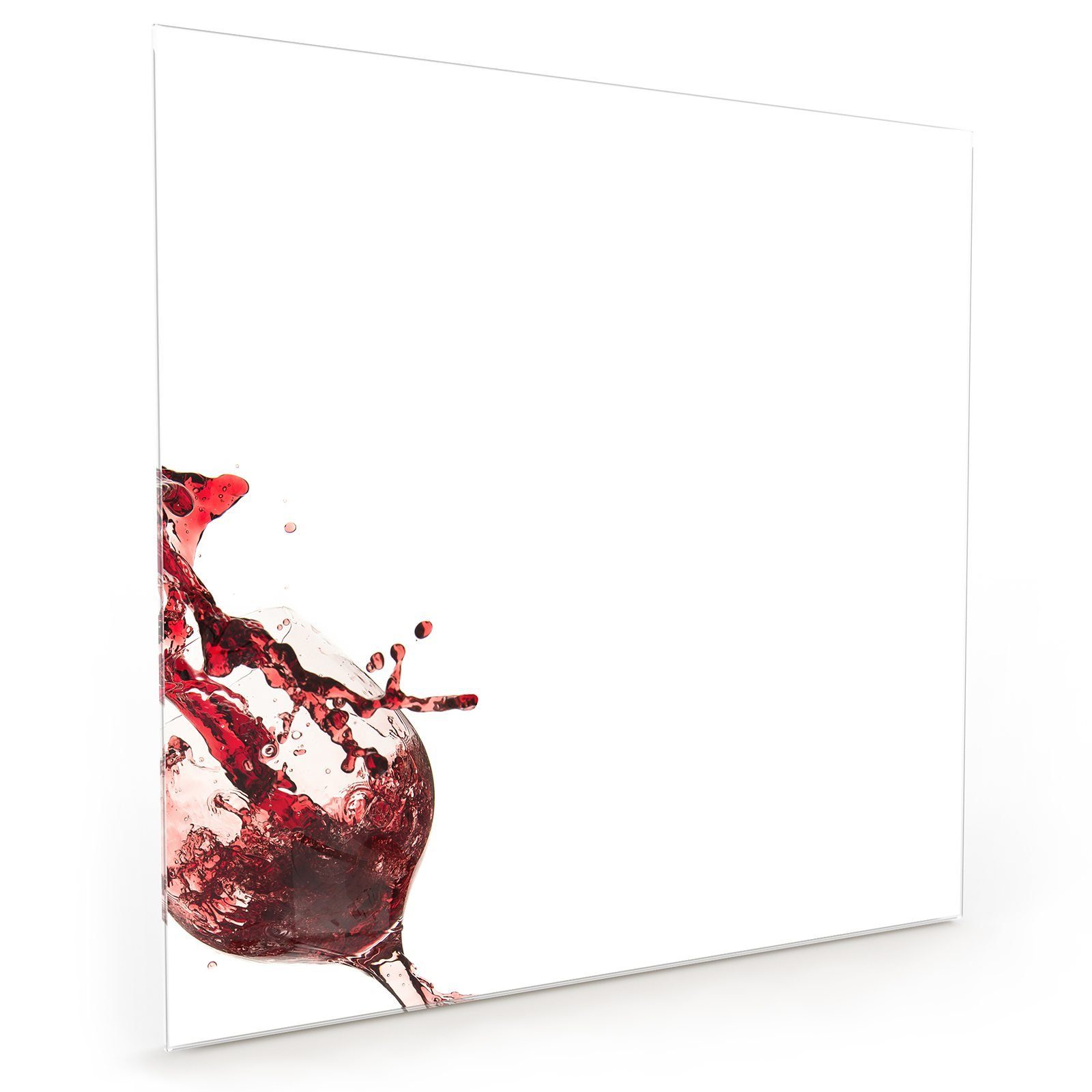 Primedeco Küchenrückwand Küchenrückwand Spritzschutz Glas mit Motiv Rotwein ins Glas