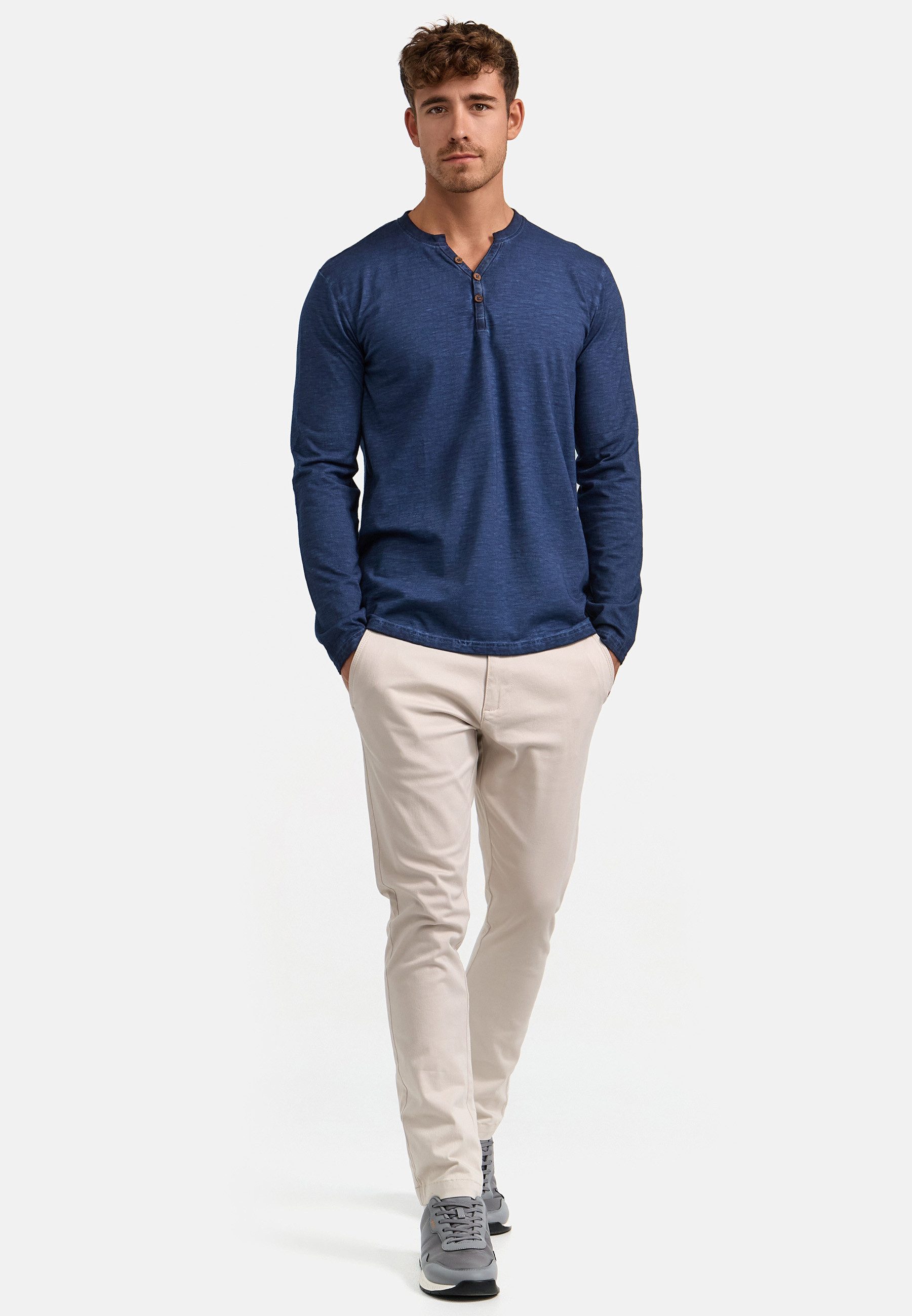 Indicode Langarmshirt Herren INKilsone Shirt Langarm Herrenshirt lässiges Longsleeve mit modischer Knopfleiste