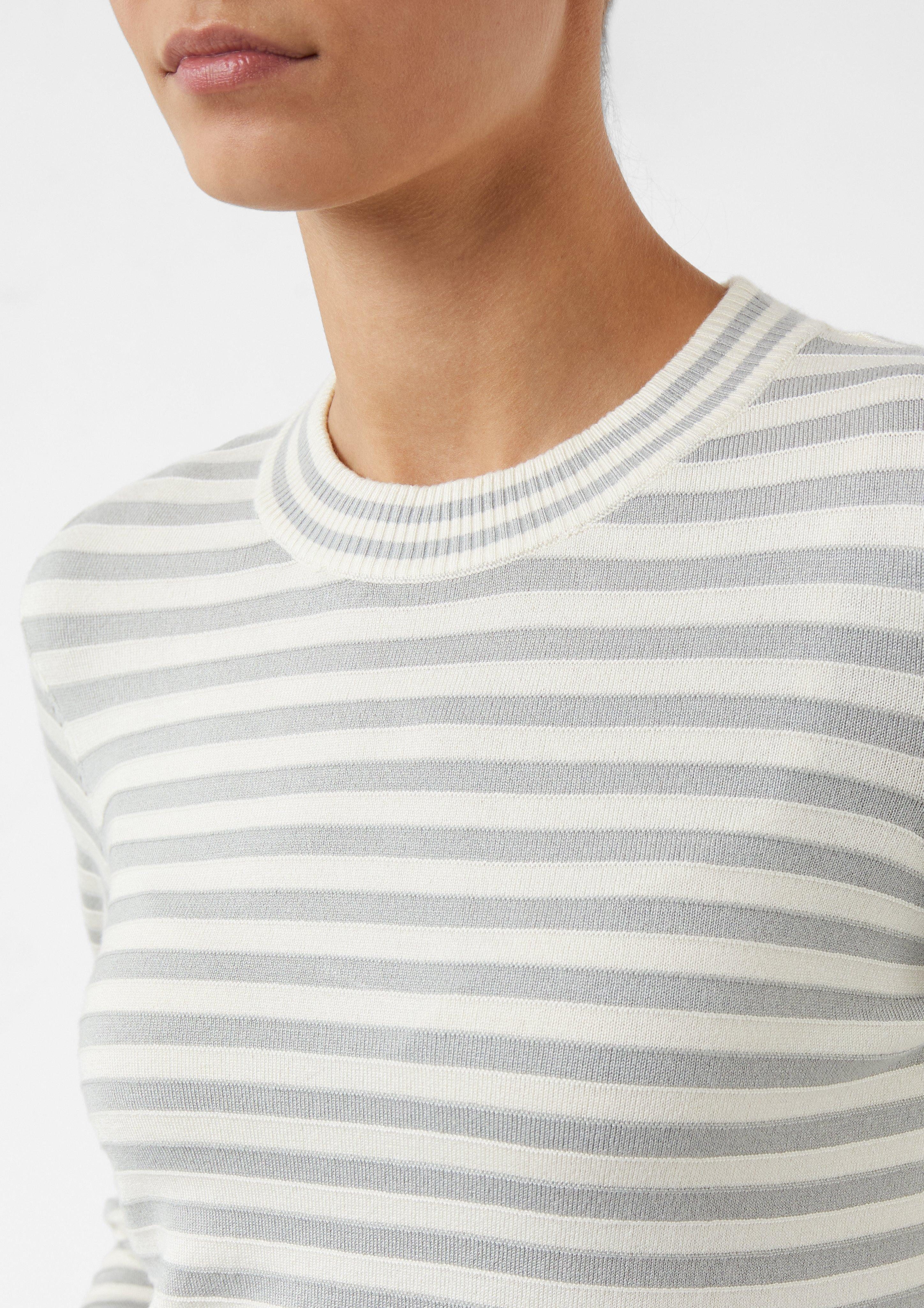 comma casual identity Langarmshirt Gestreifter Basic-Strickpullover günstig online kaufen