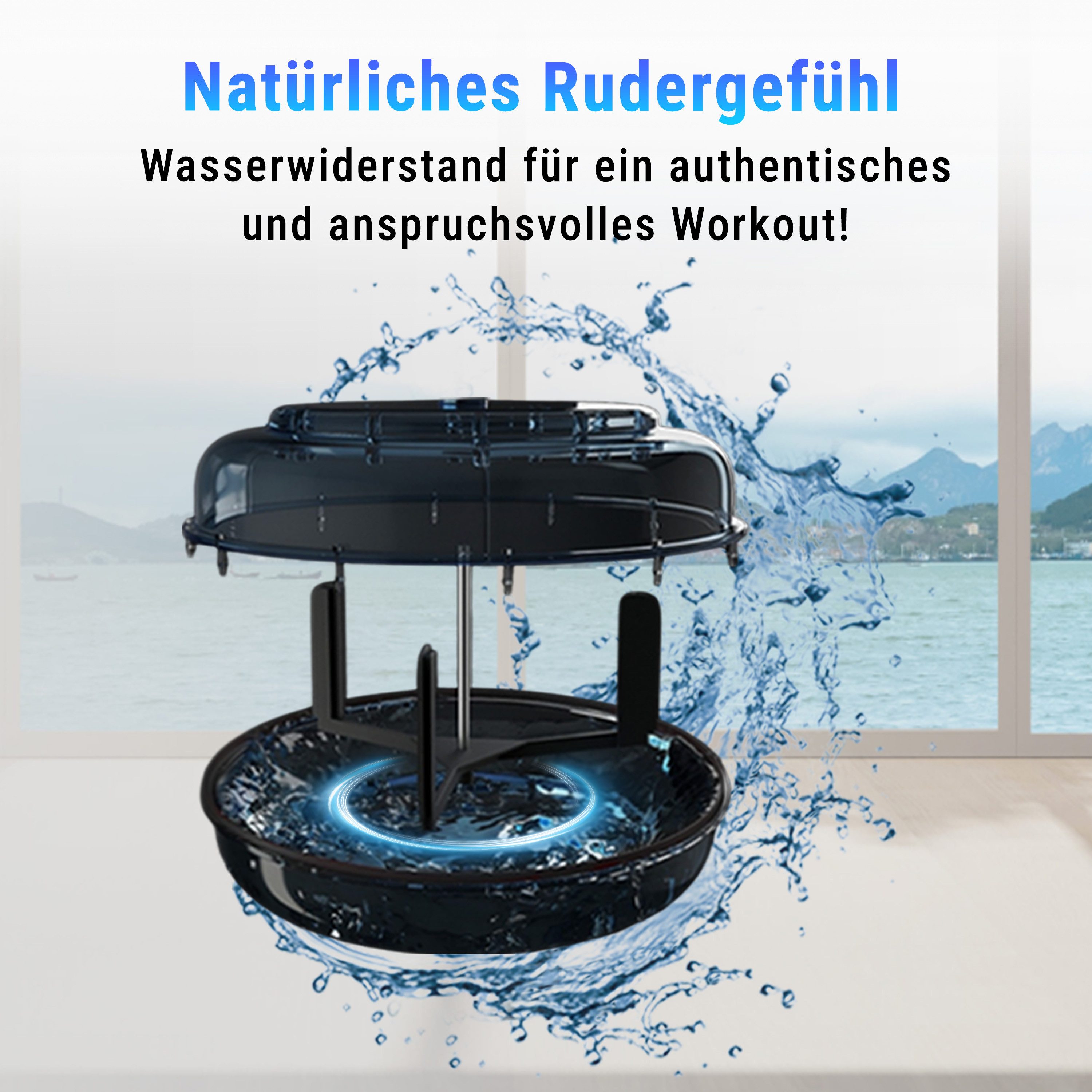 AsVIVA Rudergerät RA18 Wasserrudergerät, Wasserantrieb, Bluetooth-Fitness-App-Kompatibel, Klappbar