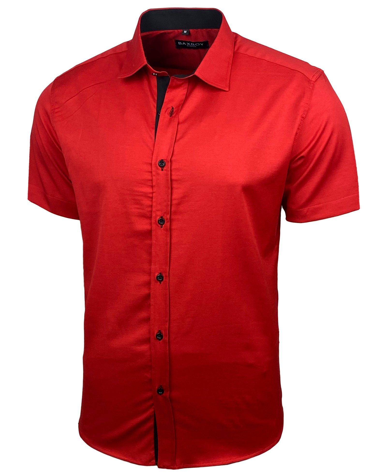 Baxboy Langarmhemd Kurzarmhemd Herren Hemd Bügelleichtes Slim Fit Kentkragen Uni B-455