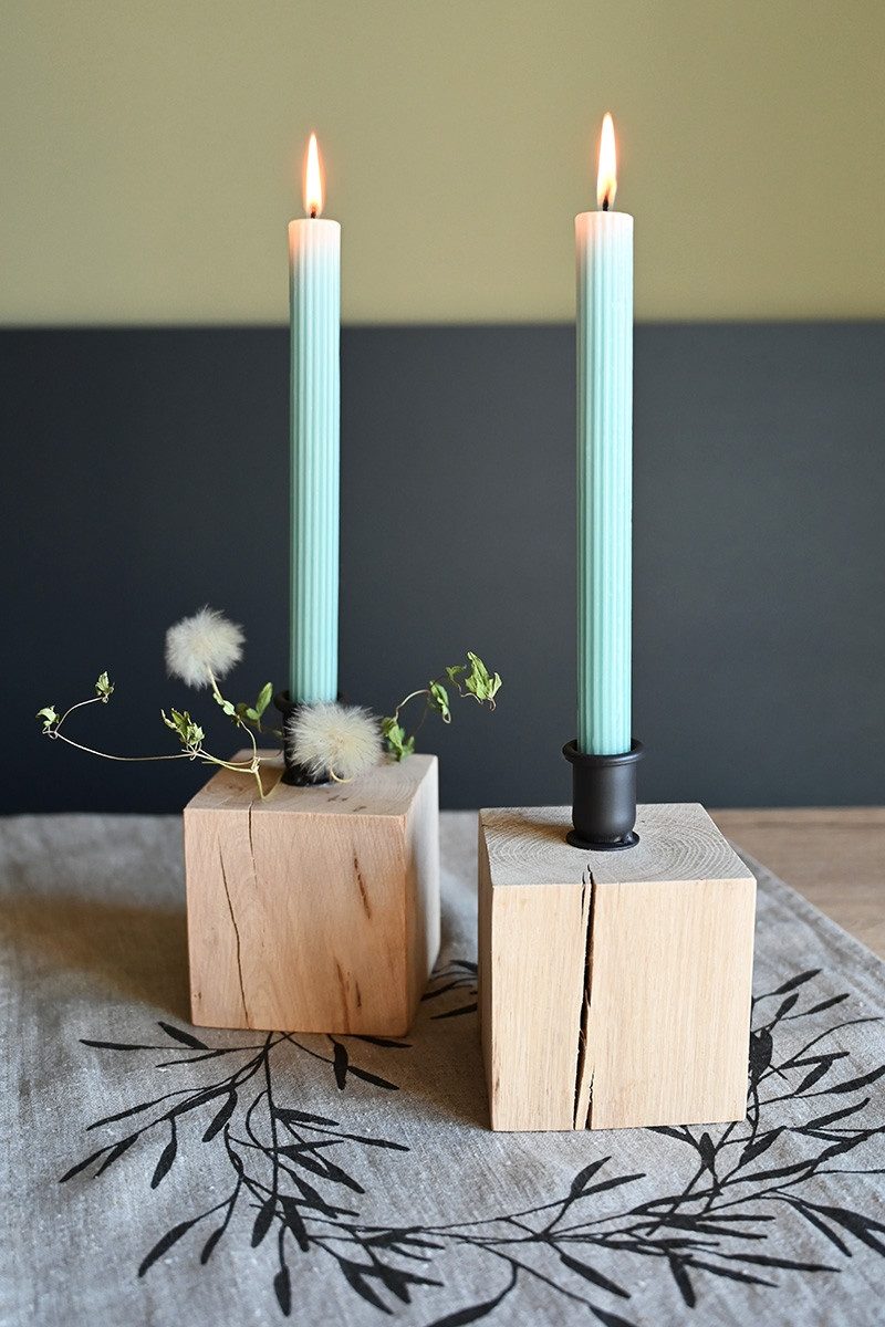 Wohnmanufactur Grünberger Windlicht Kerzenhalter - ALIA - eiche/anthrazit