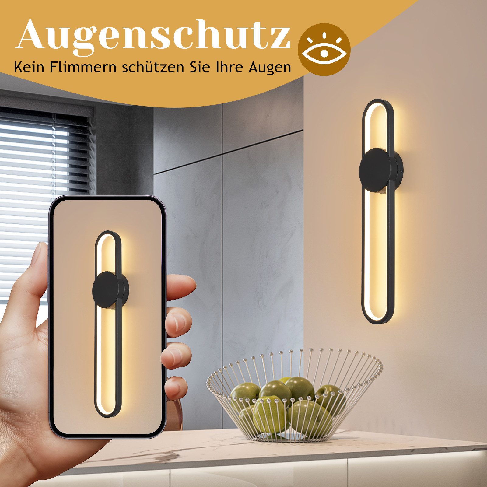Nettlife LED Wandleuchte Innen Schwarz 12W Treppenhauslampe 60cm Flurlampe günstig online kaufen