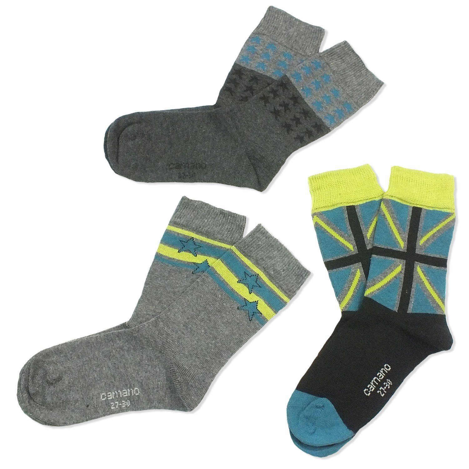 Camano Langsocken CA3831 (Packung, 3-Paar, 3 Paar) Kinder Socken, Jungen & Mädchen mit Baumwolle, Kindersocken
