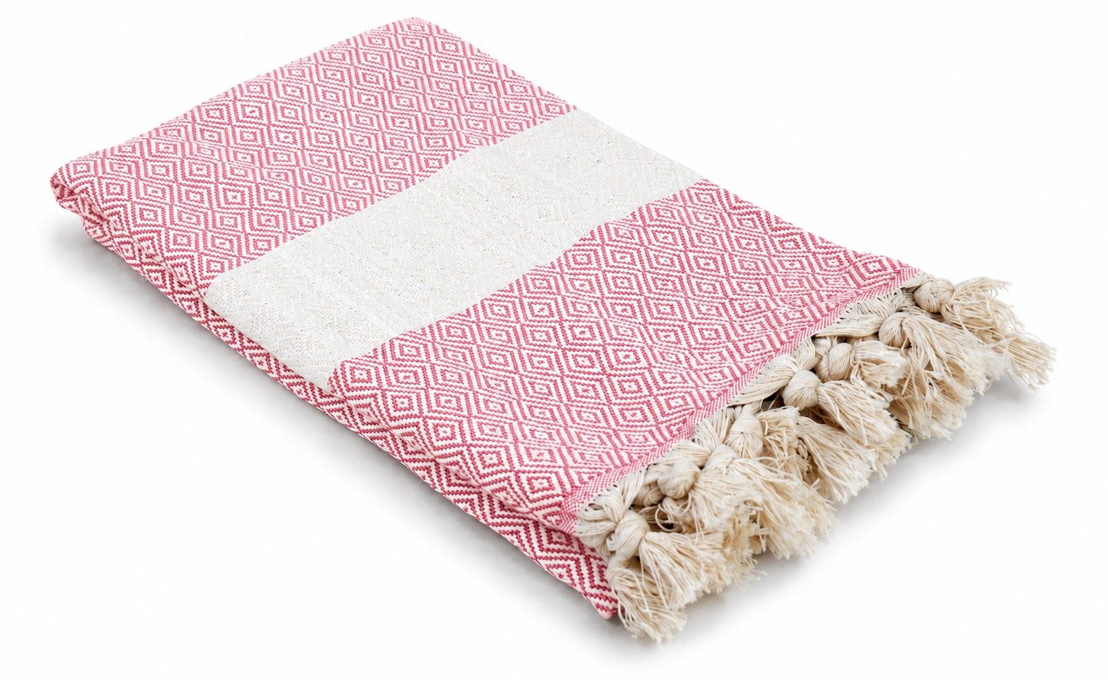 my Hamam Hamamtücher Pestemal Hamamtuch pink naturbeige ca. 100x180 cm "Diamant", (1-St), weich und saugstark