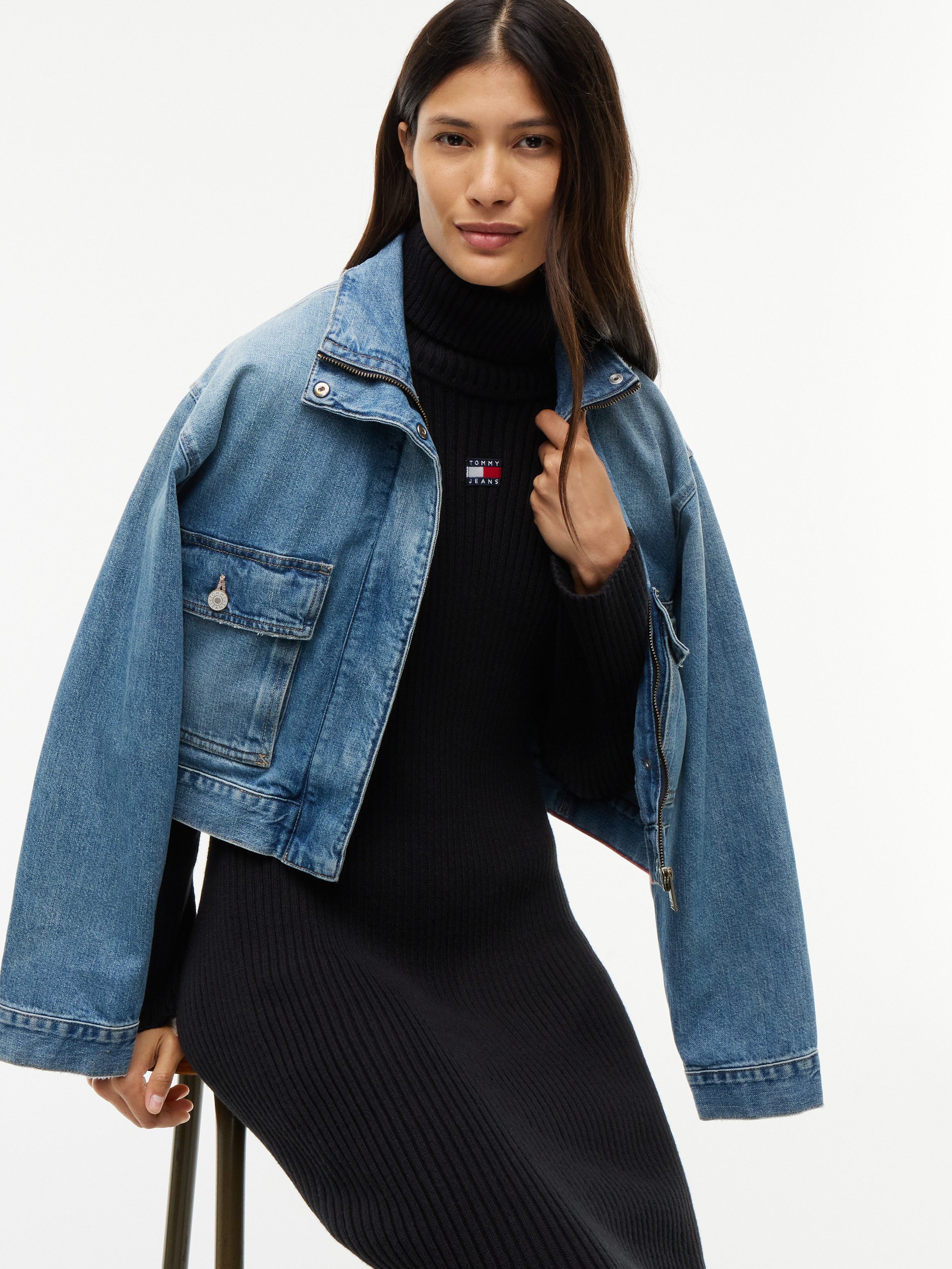 Tommy Jeans Sweatkleid TJW BADGE MIDI SWEATER DRESS Baumwolle