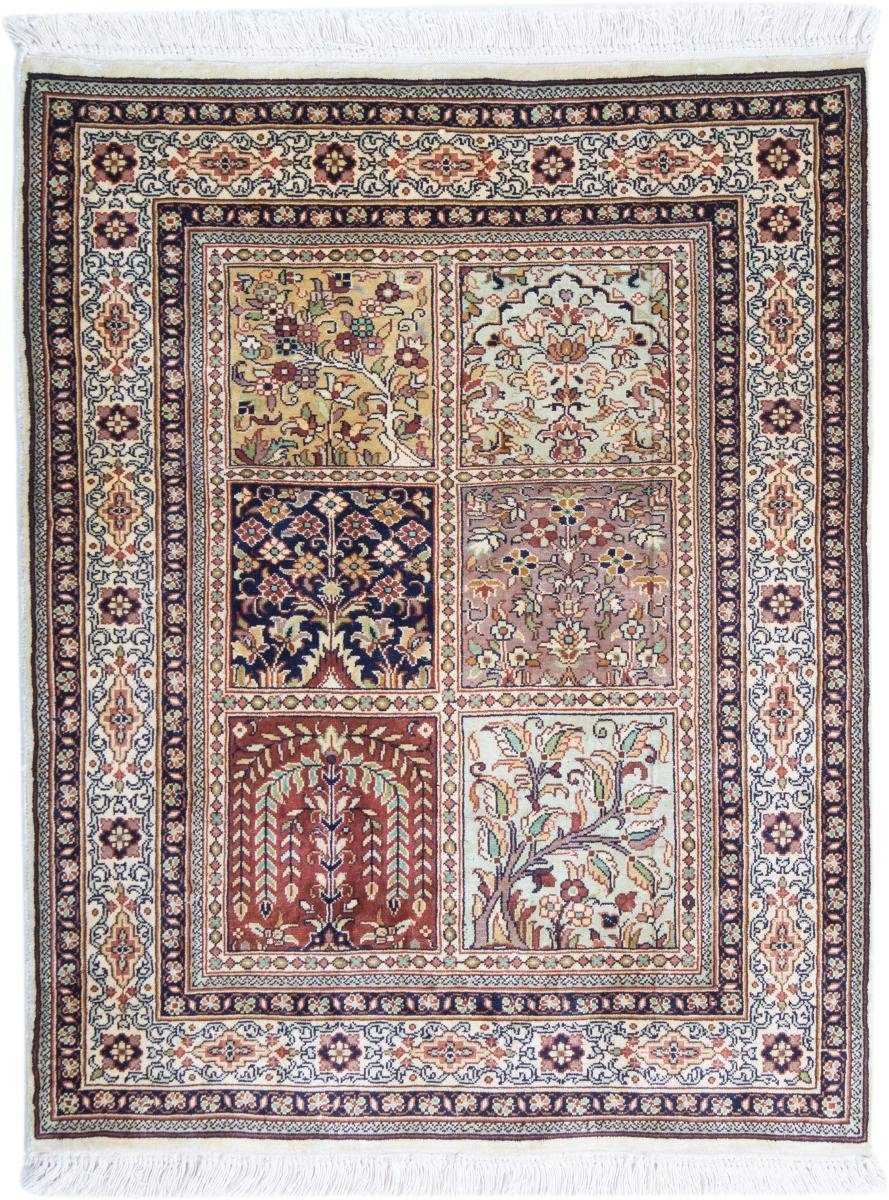 Seidenteppich Kaschmir Seide 78x97 Handgeknüpfter Orientteppich, Nain Trading, rechteckig, Höhe: 4 mm