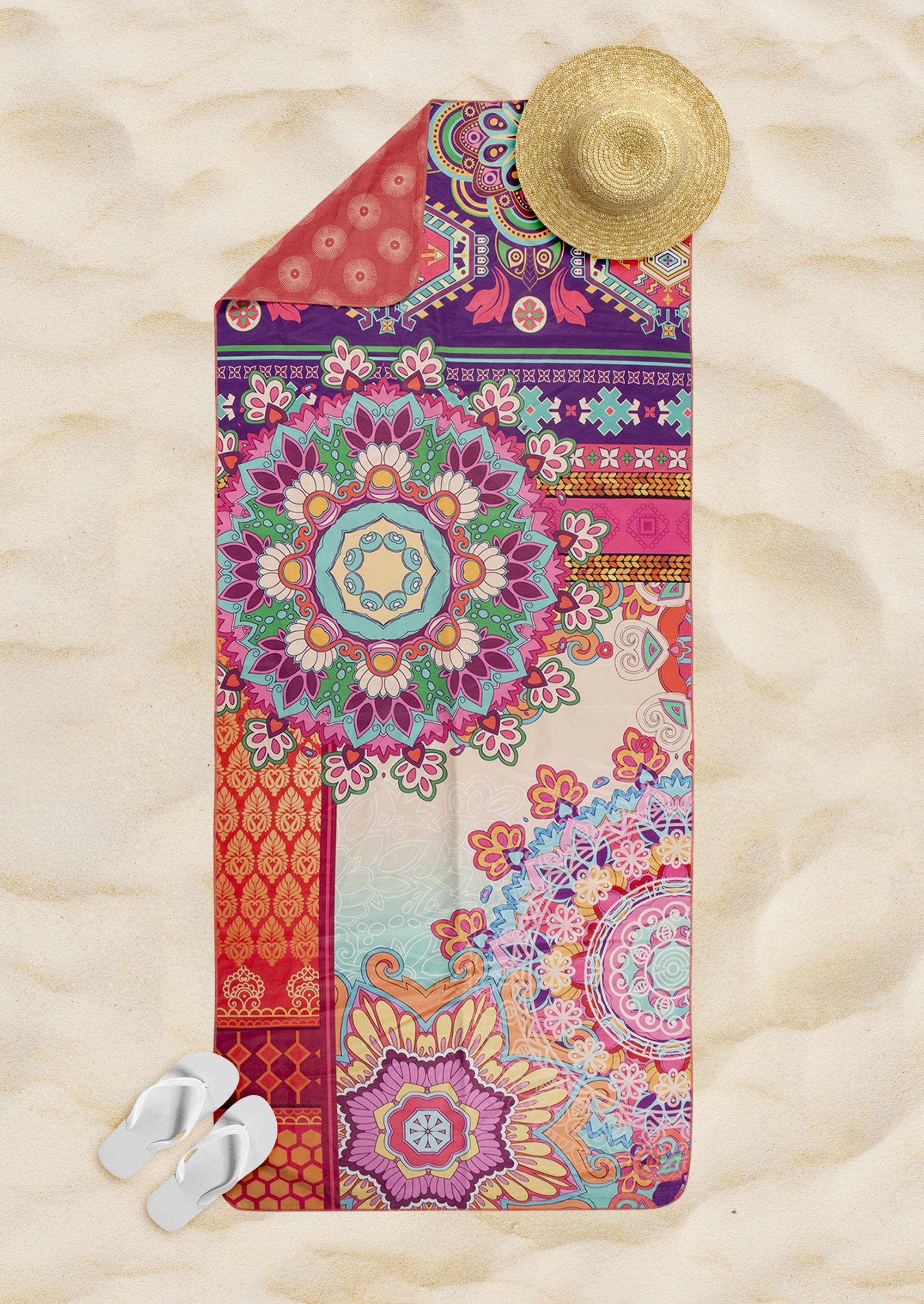 Vorder- Rückseite, flach gewebt SHERHIA, & Living auf GMD Muster Motiv: Mandala Strandtuch