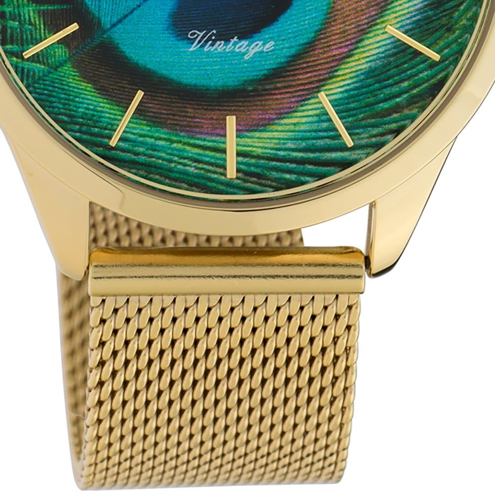 OOZOO Quarzuhr Oozoo Damen Armbanduhr gold Quarz, (Analoguhr), Damenuhr rund, mittel (ca. 38mm) Edelstahlarmband, Fashion-Style