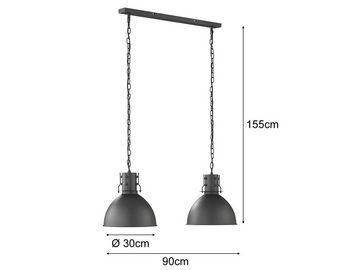 meineWunschleuchte LED Pendelleuchte, dimmbar, LED wechselbar, Warmweiß, zweiflammig hängend Lampenschirme Schwarz / Silber Industrial Design