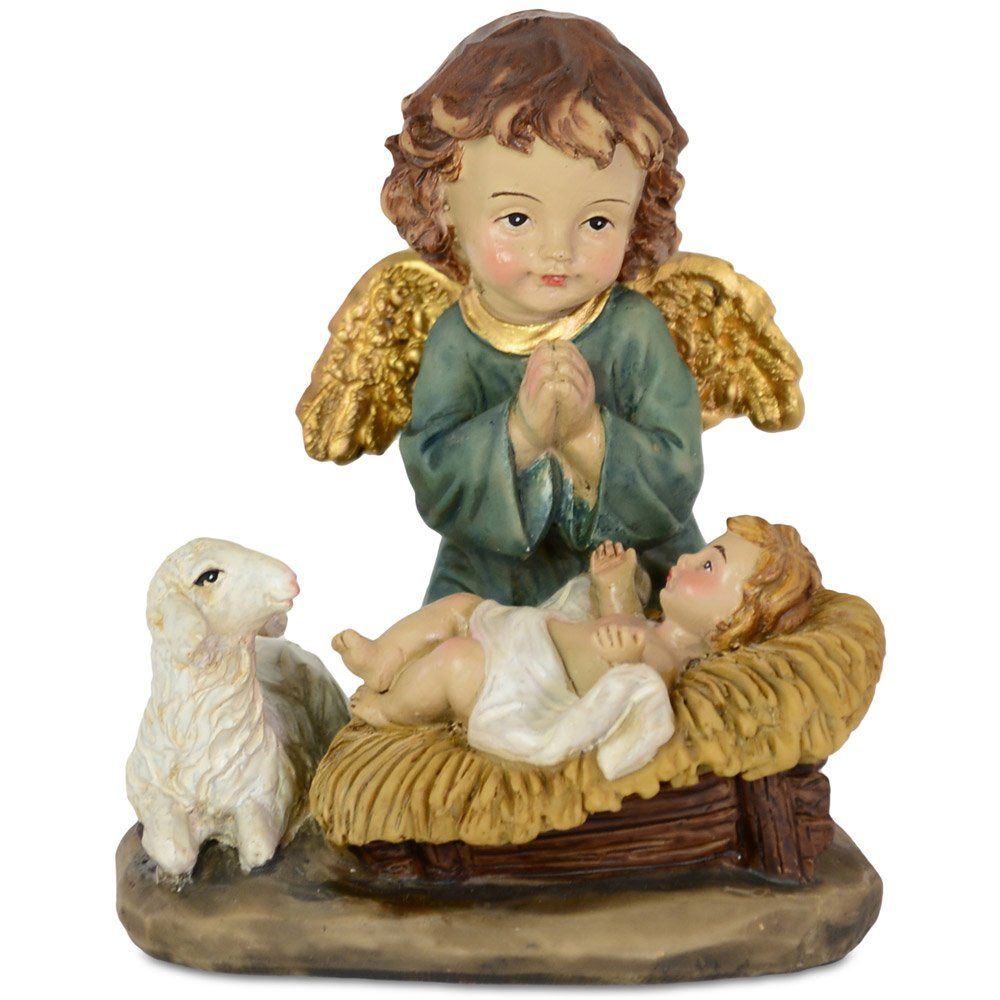 RIFFELMACHER & WEINBERGER Christbaumschmuck Schutzengel mit Jesuskind 9 cm Blau, 27615 Krippe