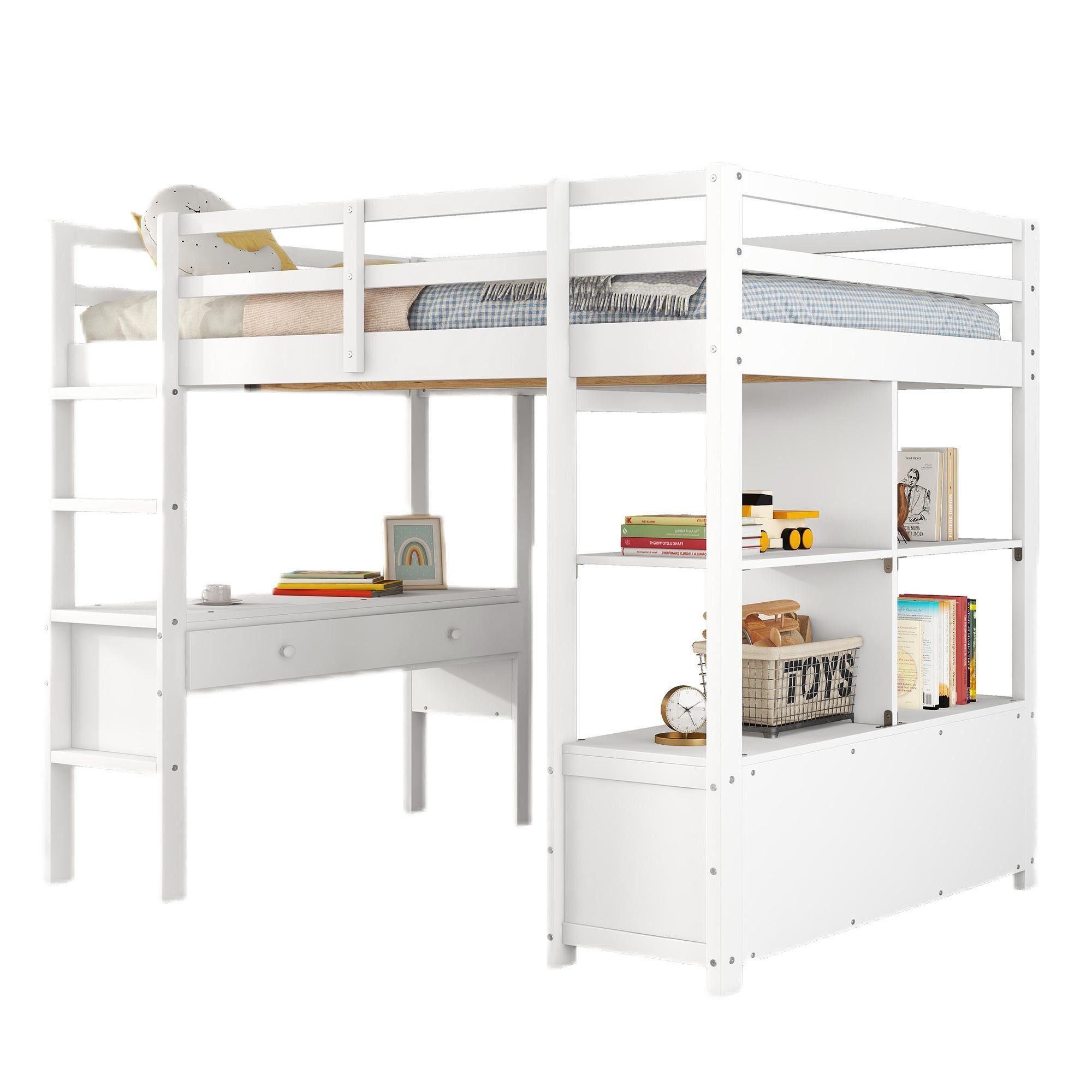Hochbett Kinderbett Jugendbett mit Unterbettschreibtisch