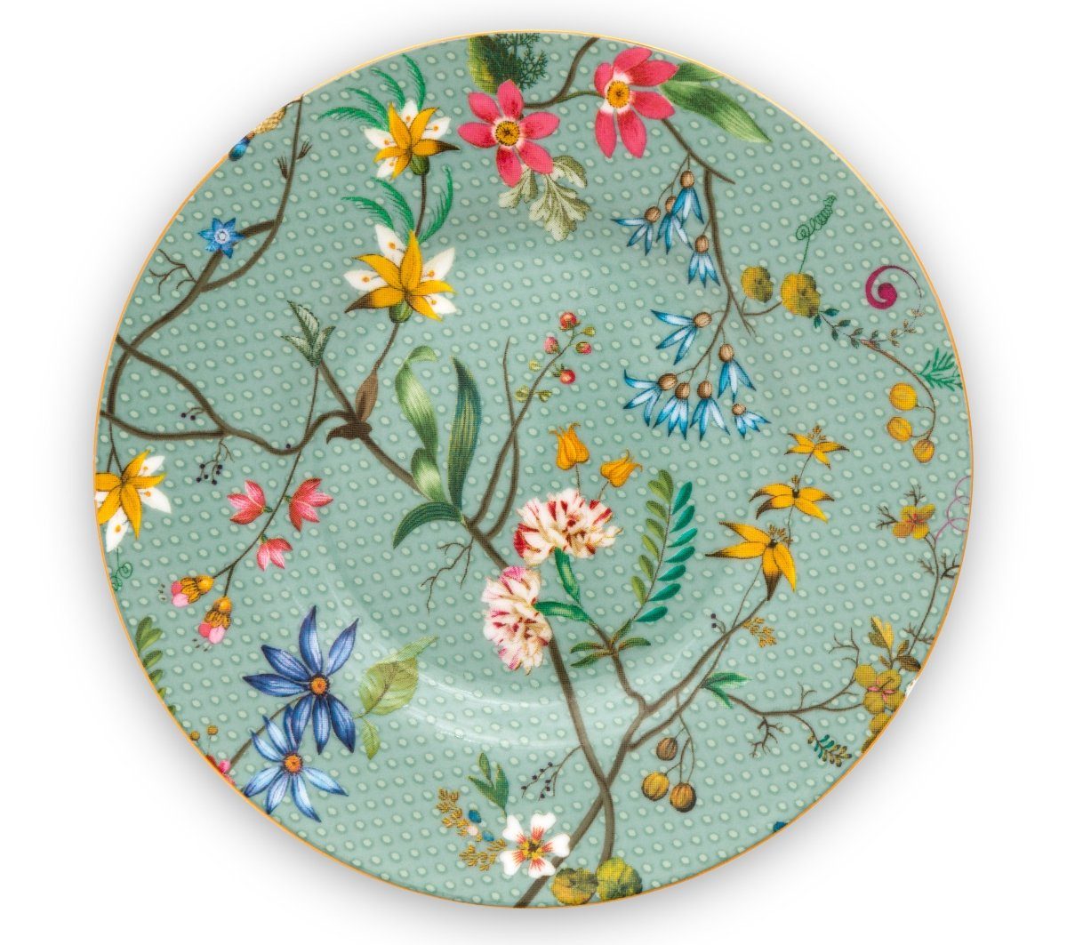 PiP Studio Brotteller Jolie Flowers Blue Teller (Petit Four) 12 cm, Petit Four Jolie Flowers Blue 12cm