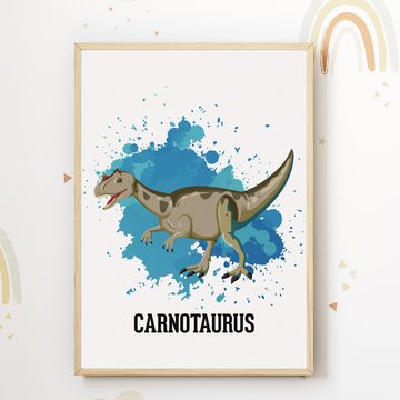 Tigerlino Poster Dinosaurier Carnotaurus Trex Velociraptor Mosasaurus 4er Set Bilder