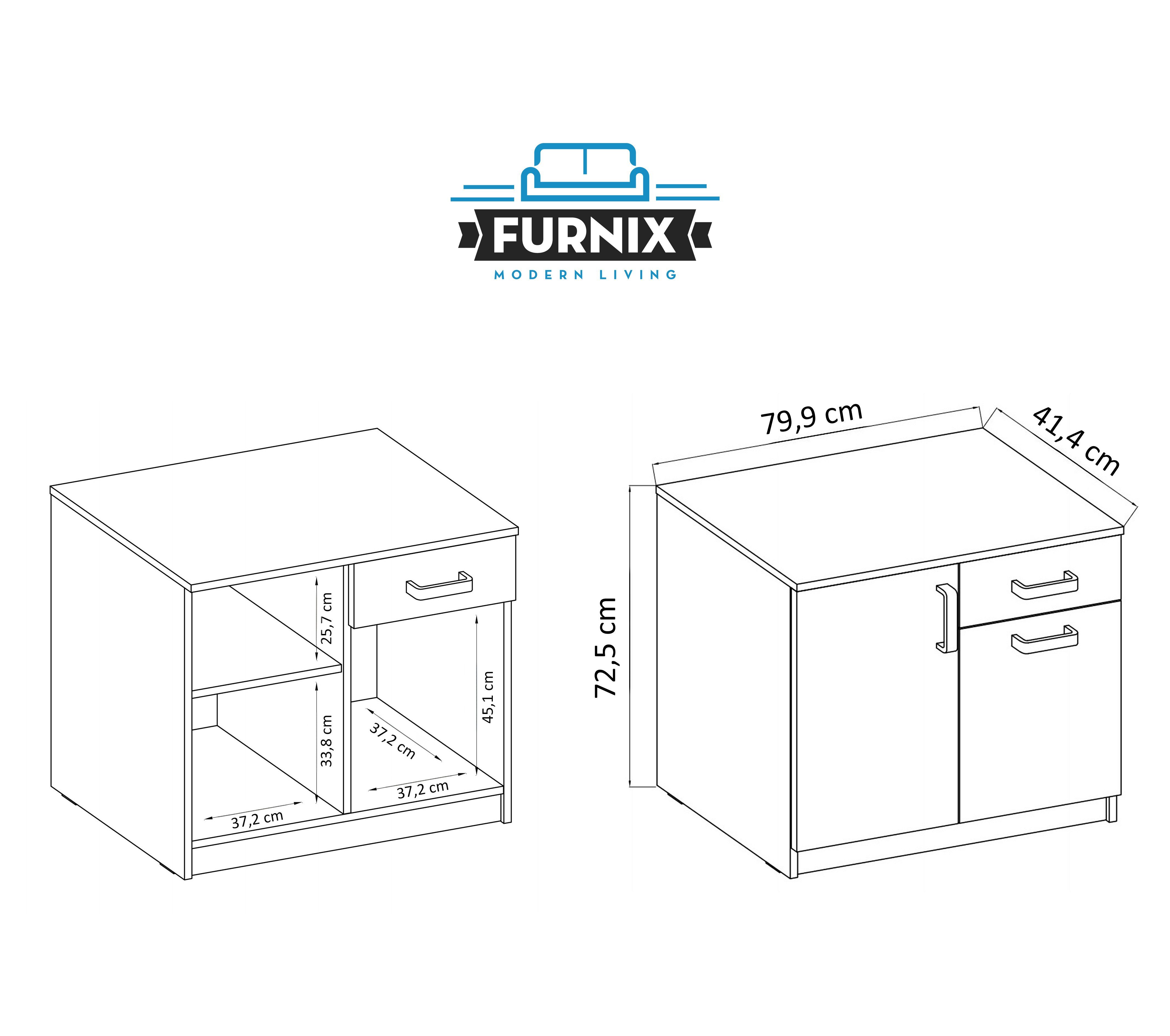 Furnix Schreibtisch MOLUKI 130 mit und Stauraum Professionelle Schrank mit Büromöbel, Kufenbein Ecklösung Hellgrau