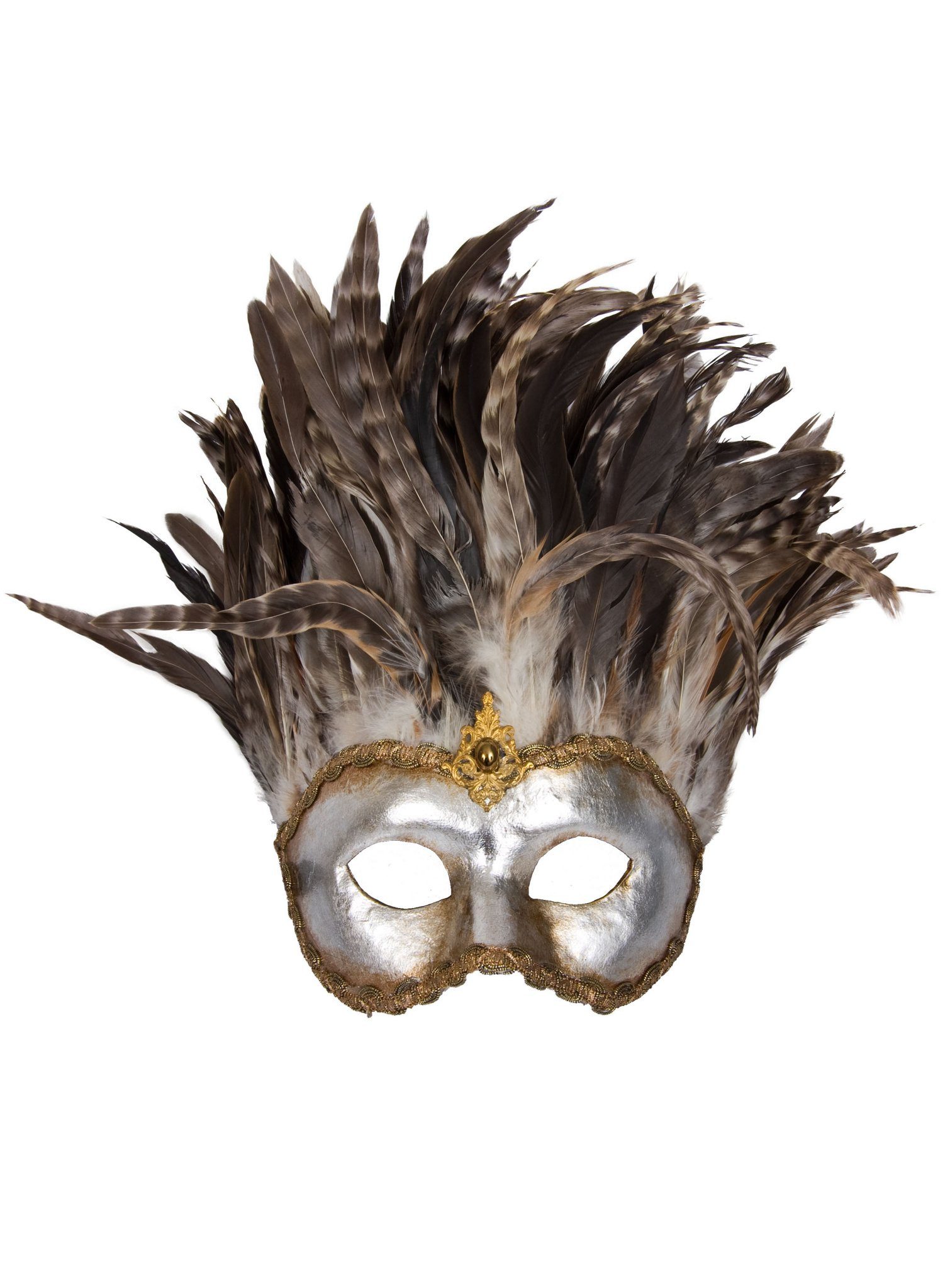 Maskworld Verkleidungsmaske Incas Colombina argento piume