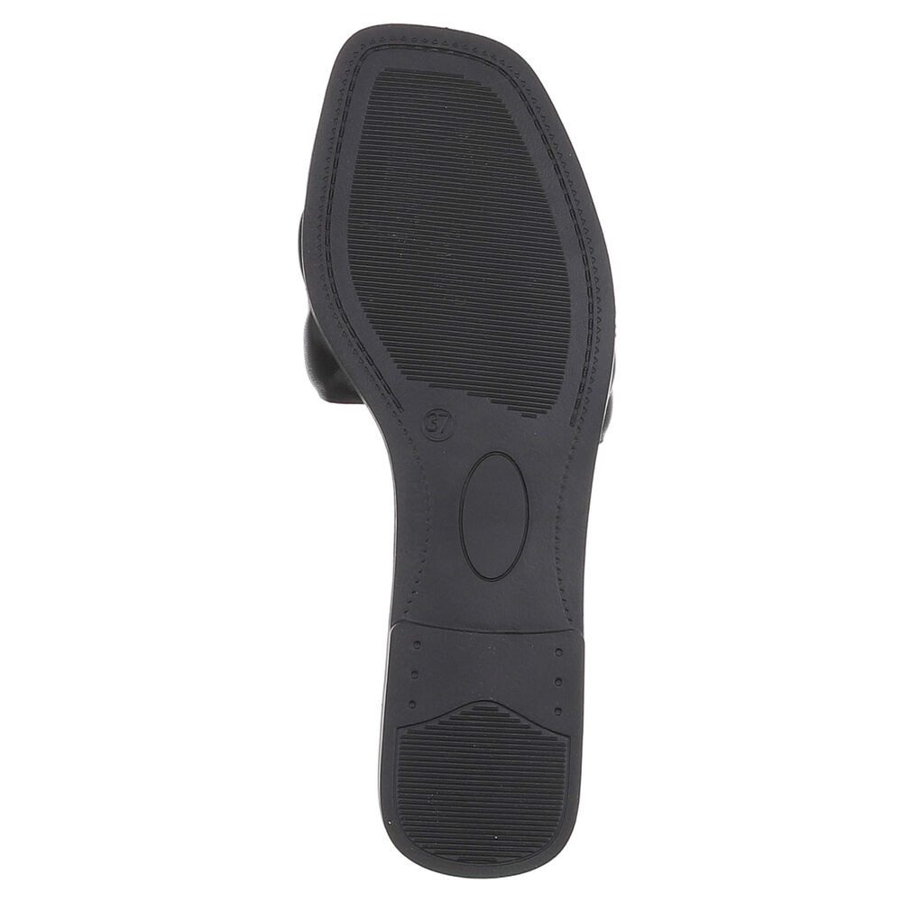 Ital-Design Damen Slipper mit gepolsterter Riemen-Optik Pantolette (91895770) Blockabsatz Pantoletten in Schwarz