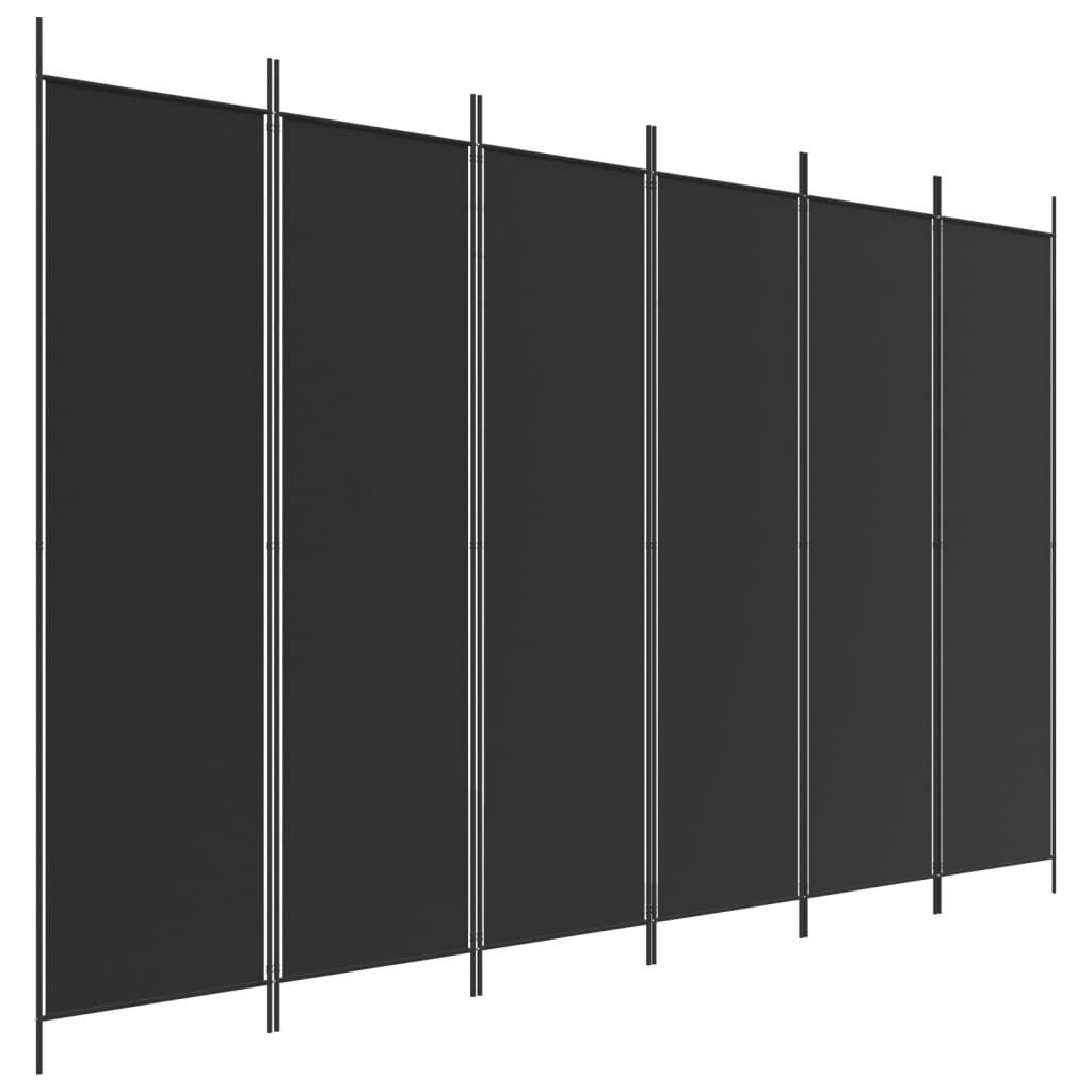 vidaXL Paravent, 6-tlg. Raumteiler Schwarz 300x200 cm Stoff von VIDAXL