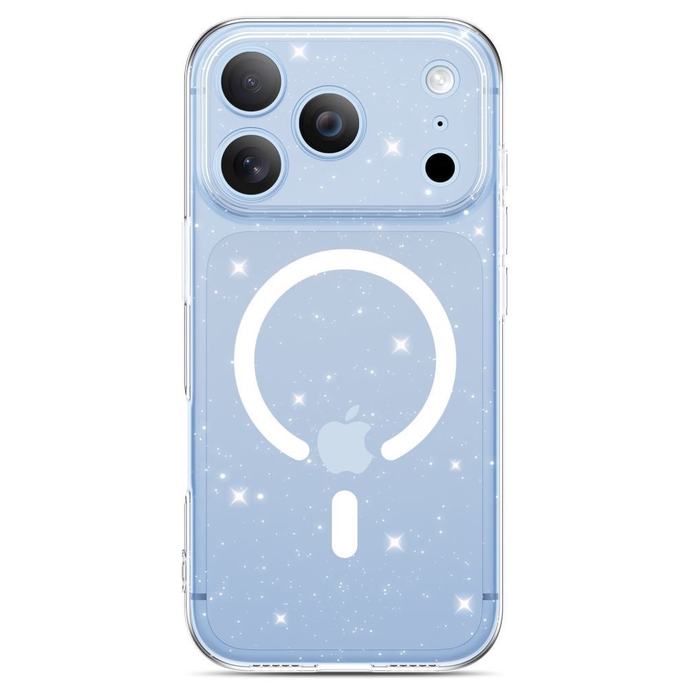 TECH PROTECT Smartphone-Hülle FlexAir kompatibel mit iPhone 18 Pro, 17 Pro Transparent 6,3 Zoll, Glitzeroptik mit integriertem Magnetring