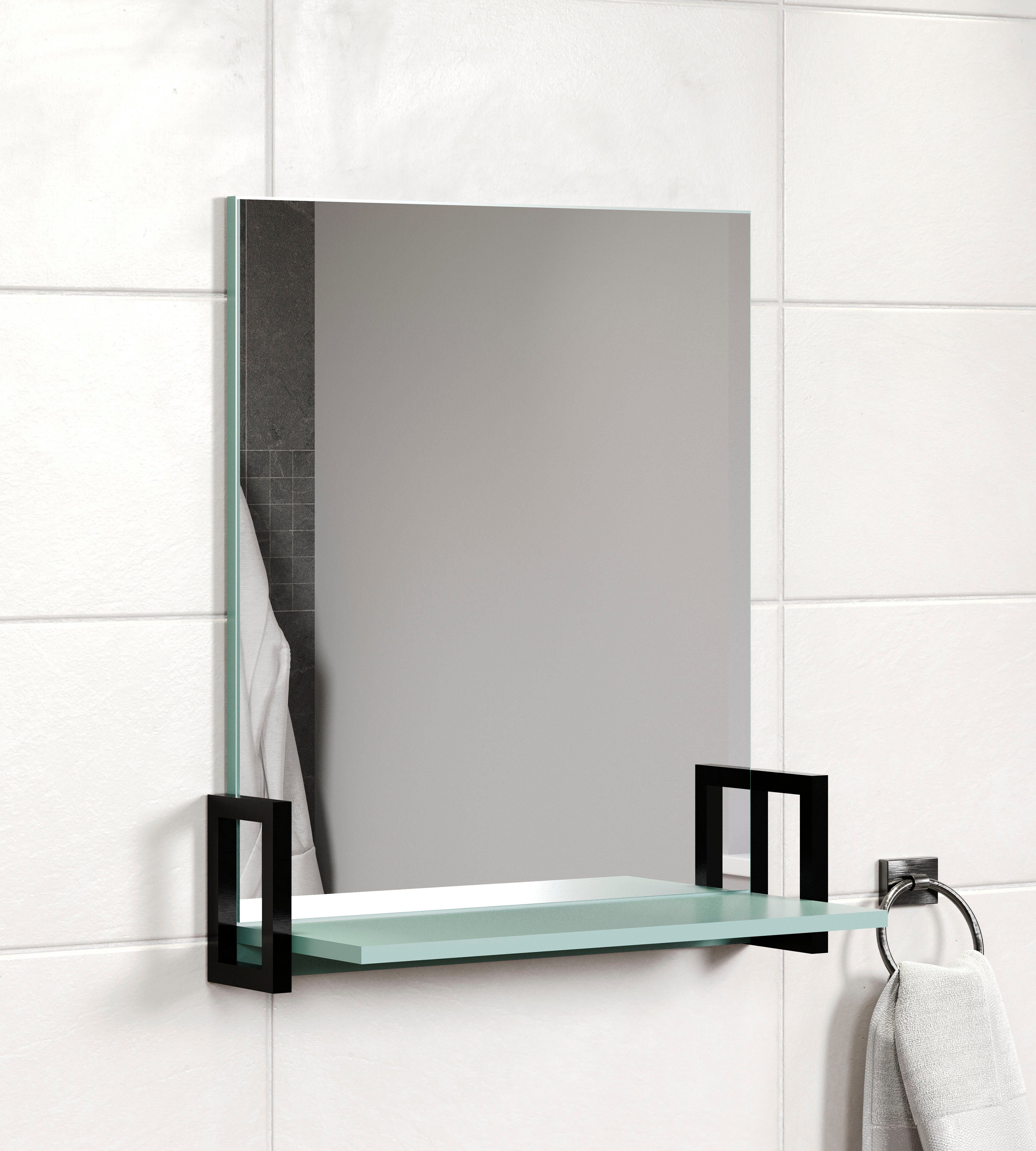 eckiger welltime (1-St), mit blau Badspiegel Badspiegel Ablage, 64 Malcesine Breite grau cm,