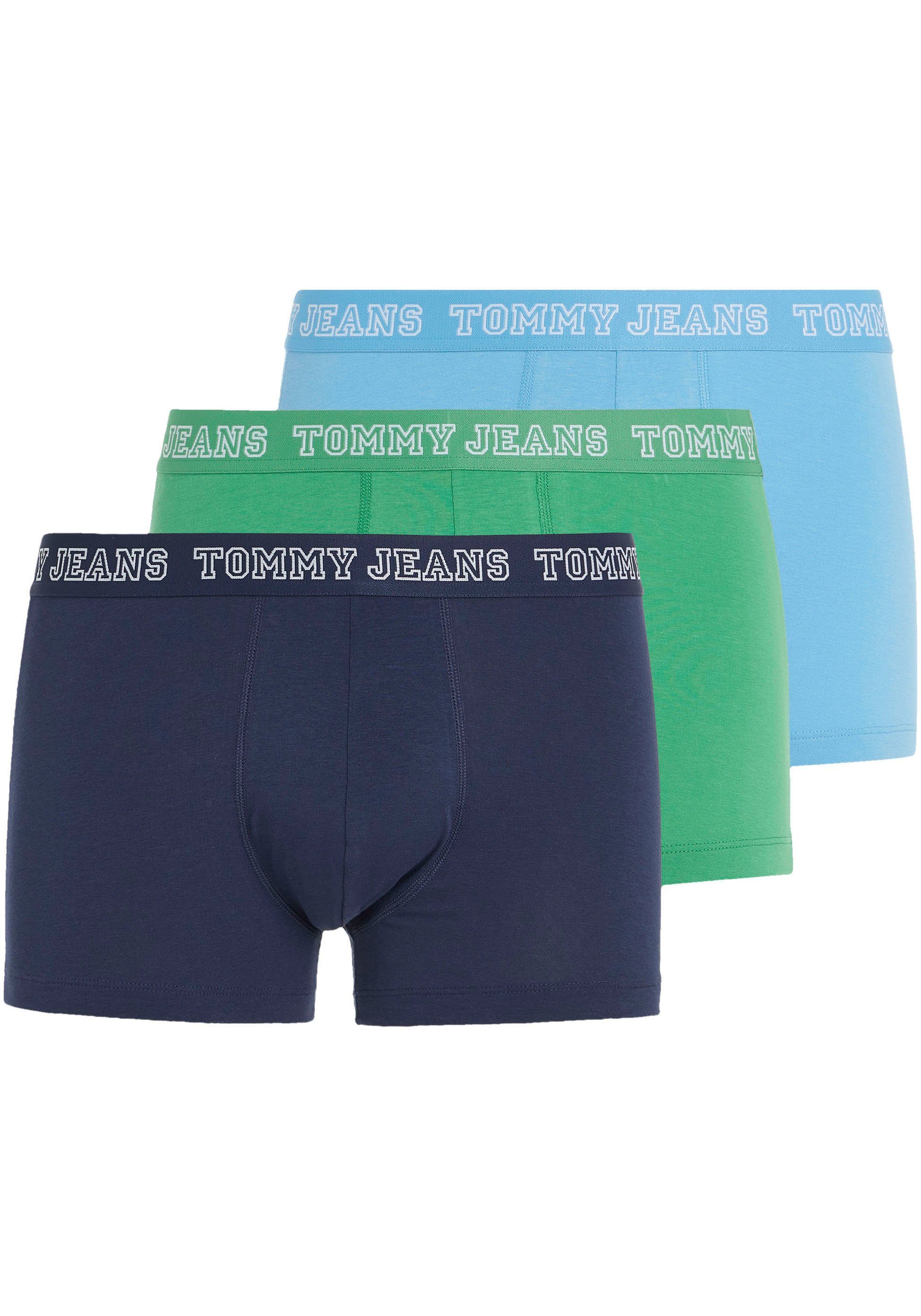 Tommy Hilfiger Underwear Trunk 3P TRUNK DTM (Packung, 3-St., 3er-Pack) mit Tommy Jeans Logo-Elastikbund Coastal-Green/Skysail/Twilight