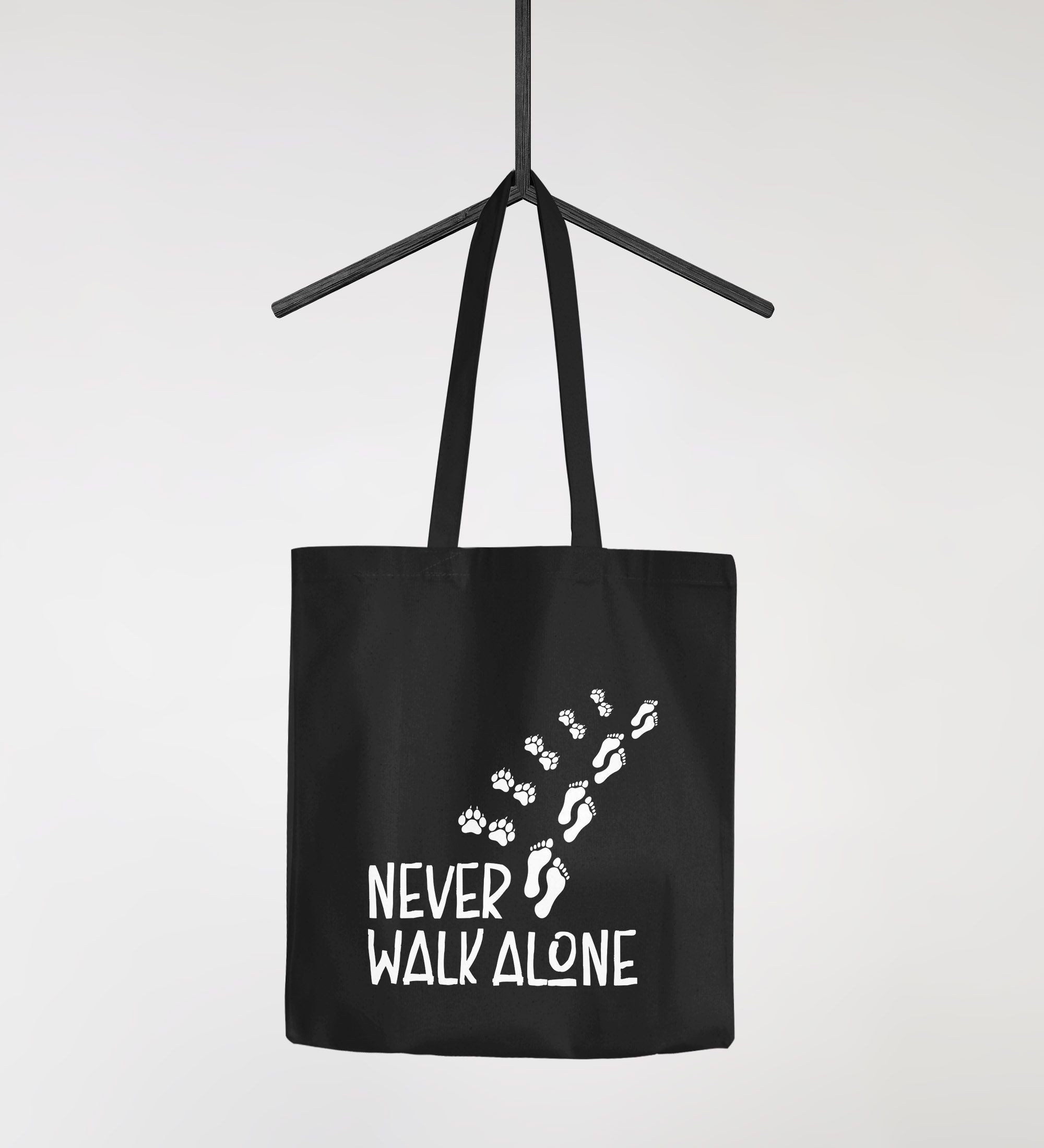 MoonWorks Einkaufsshopper Jutebeutel Never walk alone Hund Pfoten Hundepfoten Pfotenabdrücke