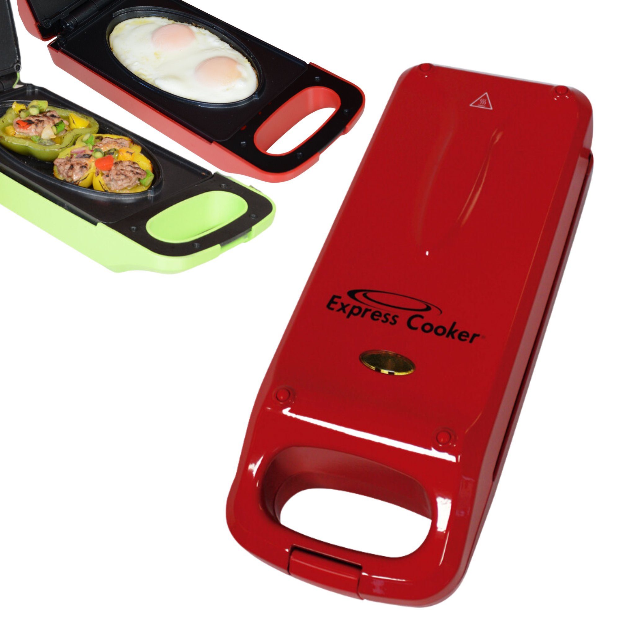 Best Direct® Kontaktgrill Express Cooker®, 800 W, Antihaft-Oberfläche, Ober-Unterhitze, 3in1 - Toasten, Backen, Grillen rot