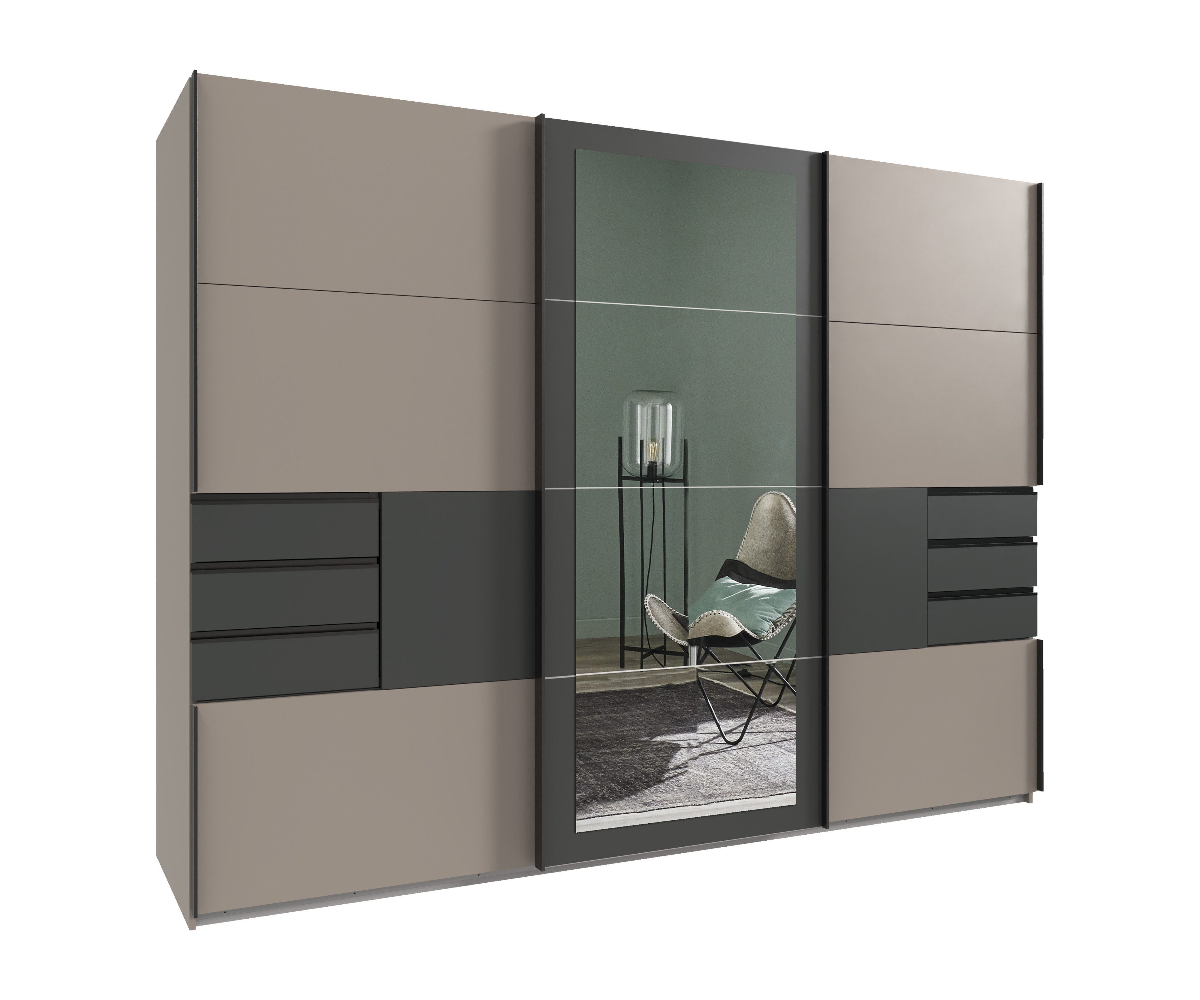 luma-home Schwebetürenschrank 22507 (B270/H208/T64 cm Kleiderschrank mit Vo günstig online kaufen