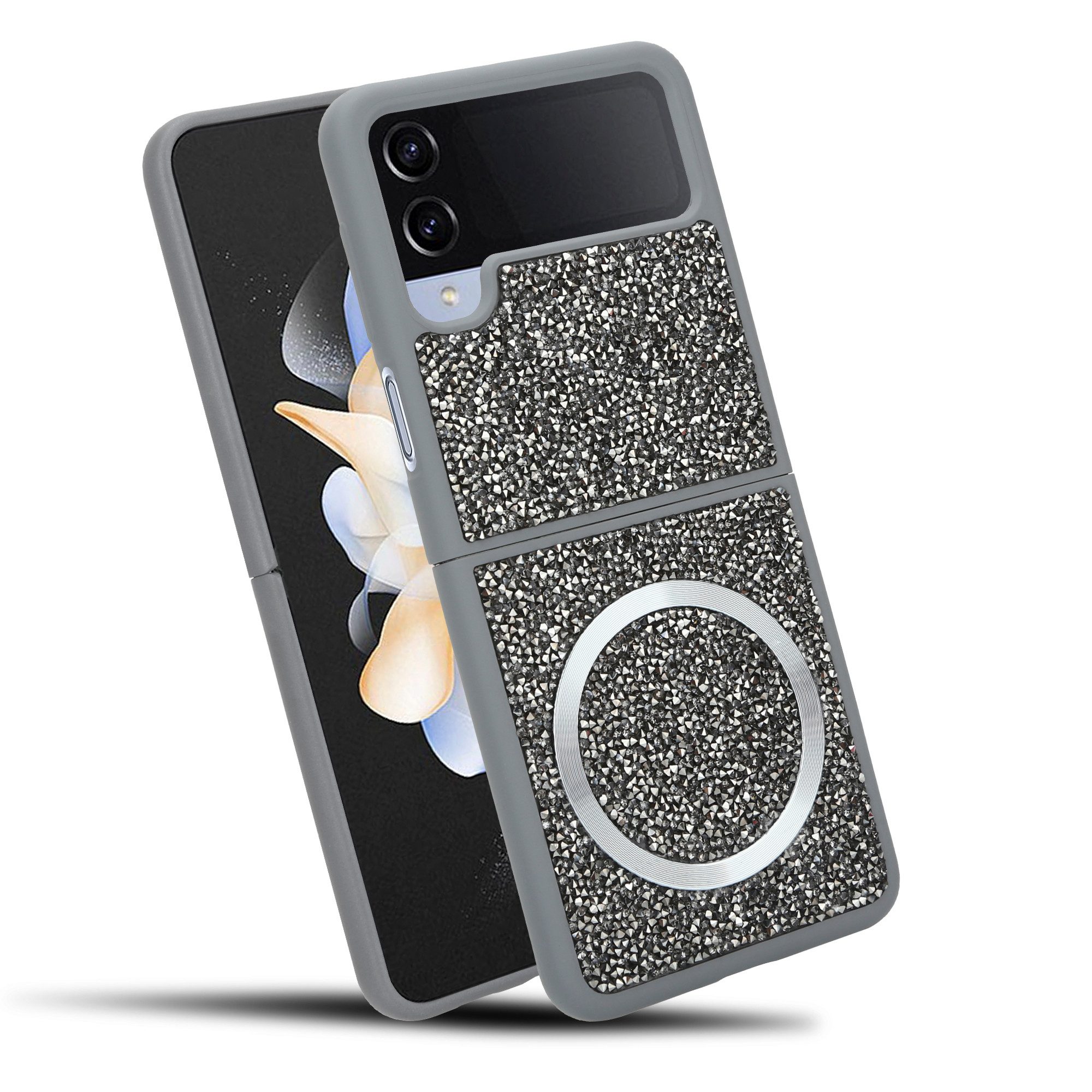 Cadorabo Handyhülle Samsung Galaxy Z FLIP 4, Hülle Schutzhülle Case Cover kompatibel mit Magsafe Diamant Glitzer