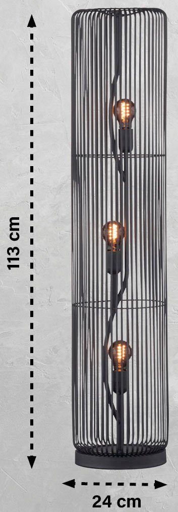 SCHÖNER 3x Watt, WOHNEN-Kollektion ohne Leuchtmittel, E27 Stehlampe ohne 40 Cage, max. Leuchtmittel