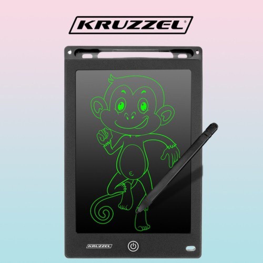 KRUZZEL Zaubertafel SKINBOOK Zeichentablett L 8,5" - Neopren, Tragbar, Umweltfreundlich, (Zeichentablett Set für kreative Nutzung, Notizen und Skizzen, Zeichentablett, Stift, CR 2025 Batterie, Trageband-Loch, Farbe Schwarz), Ultradünnes Design, umweltfreundlich, staubfrei, tragbar