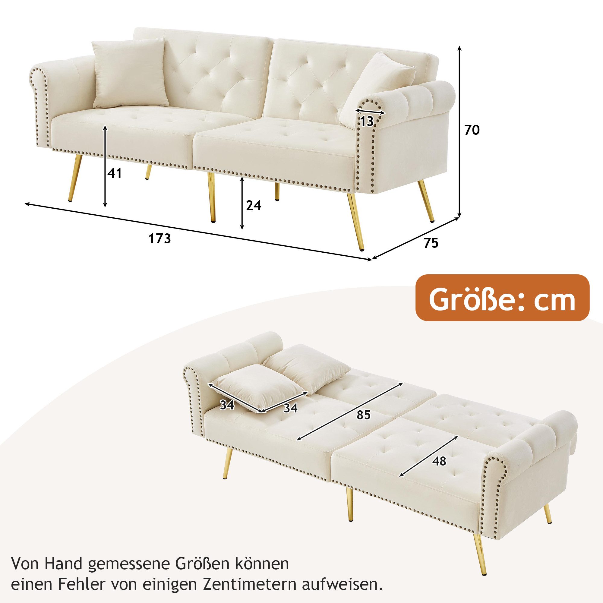 Ulife Schlafsofa mit Bettfunktion, 2-Sitzer-Sofa mit günstig online kaufen