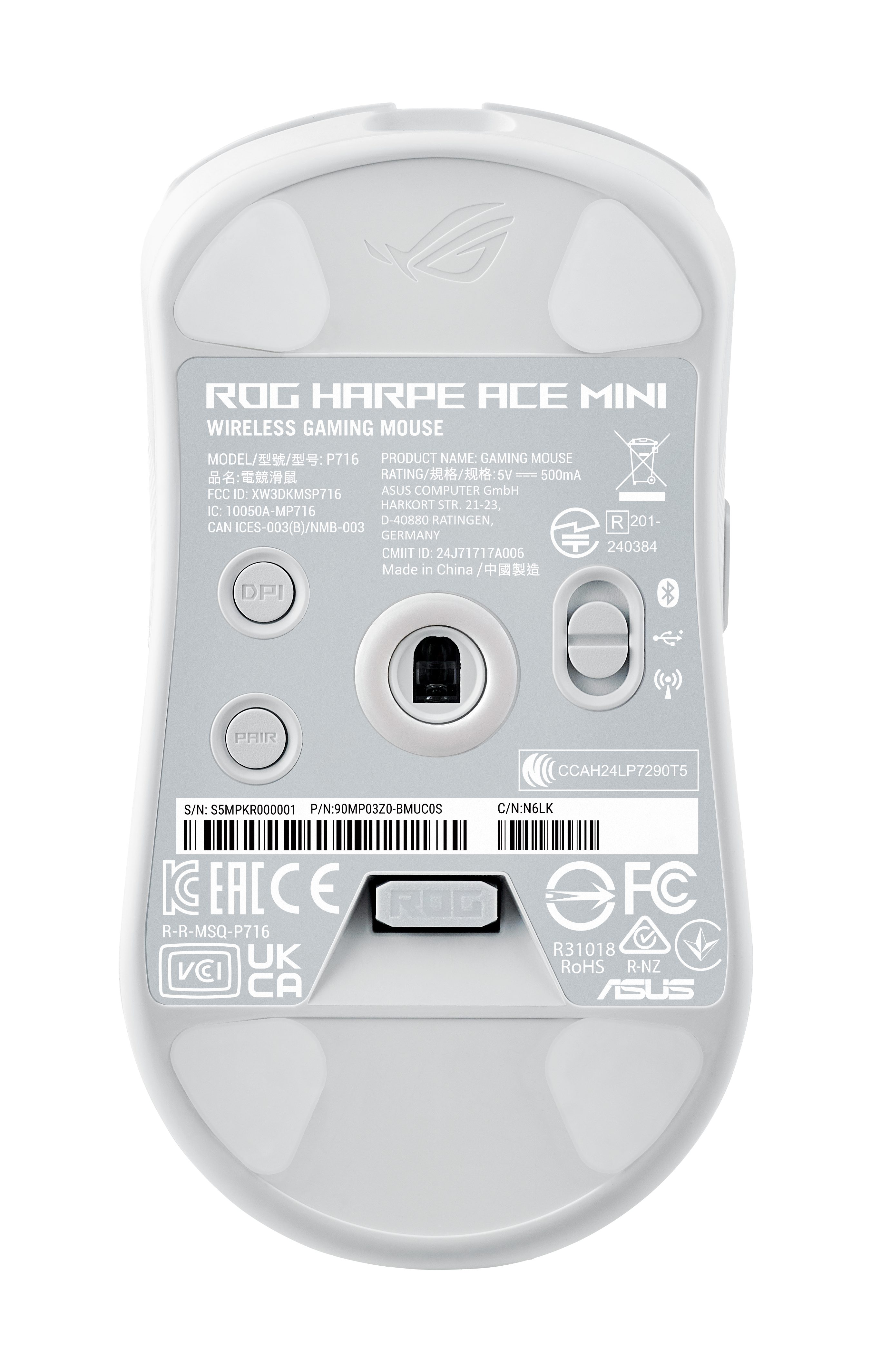 Asus ROG Harpe Ace Mini WE Gaming-Maus (RF kabellos + Bluetooth, USB)