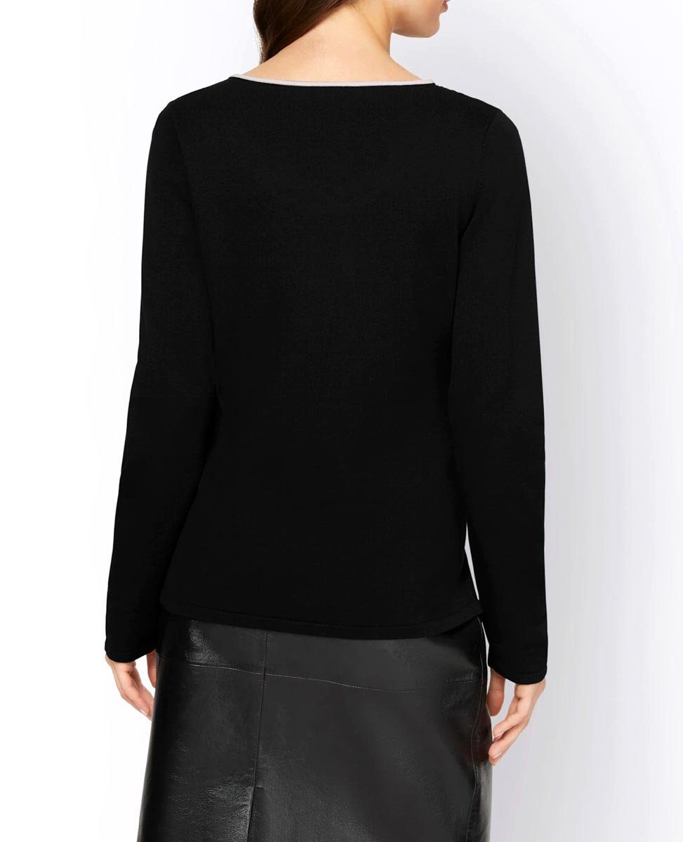 heine Designer-Pullover by schwarz Wellenkante, m. ASHLEY Ashley Damen Wickelpullover Brooke BROOKE