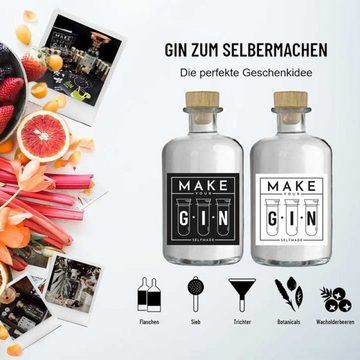 2A Geschenkbox Make Your Gin Geschenkset mit Holzbox Schwarz (12 Botanicals, Bar Tric