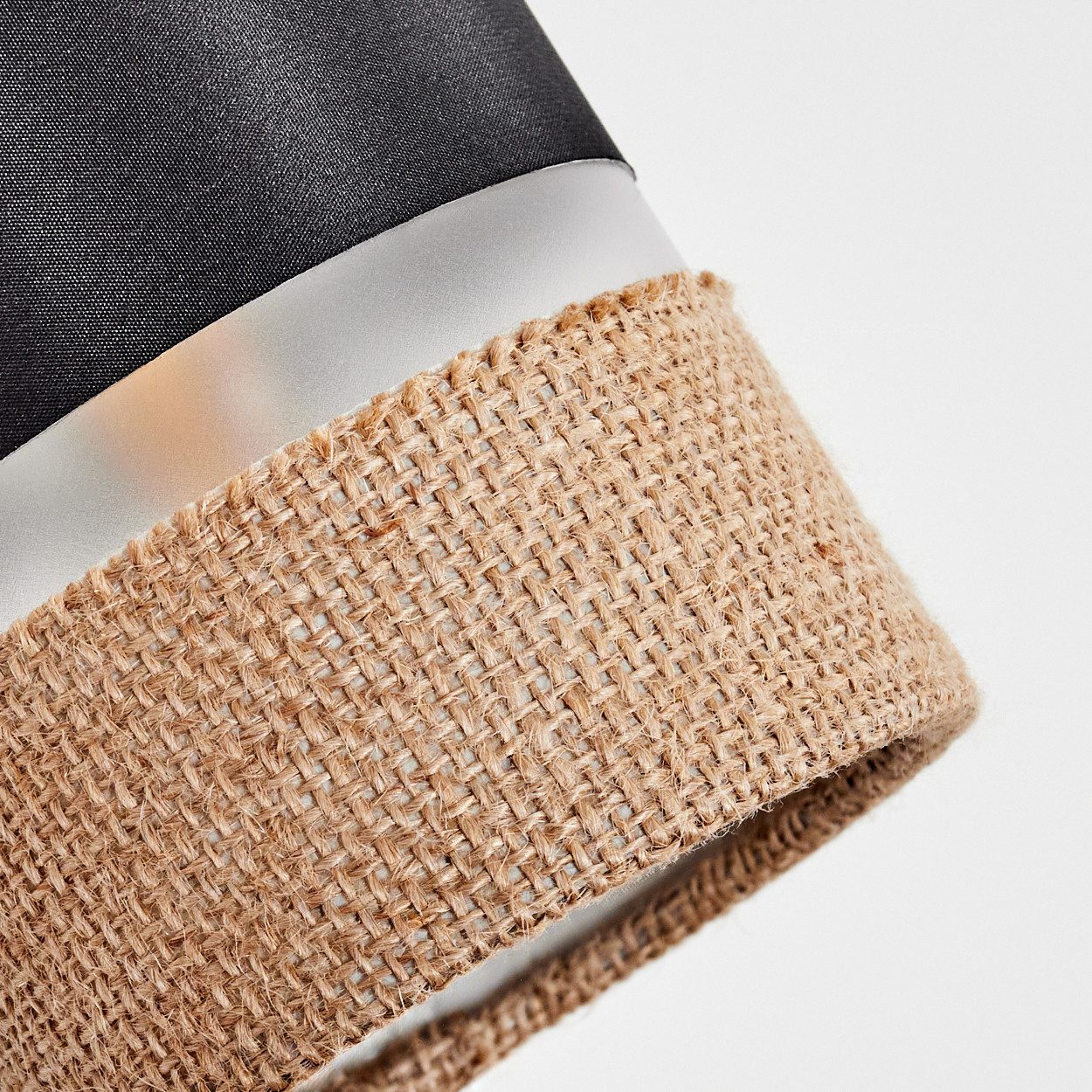 hofstein Wandleuchte Wandlampe aus Metall/Stoff/Leinen in Schwarz/Klar/Naturfarben, ohne Leuchtmittel, verstellbare Wandleuchte im modernen Boho-Design (Schirm 9 cm), E14