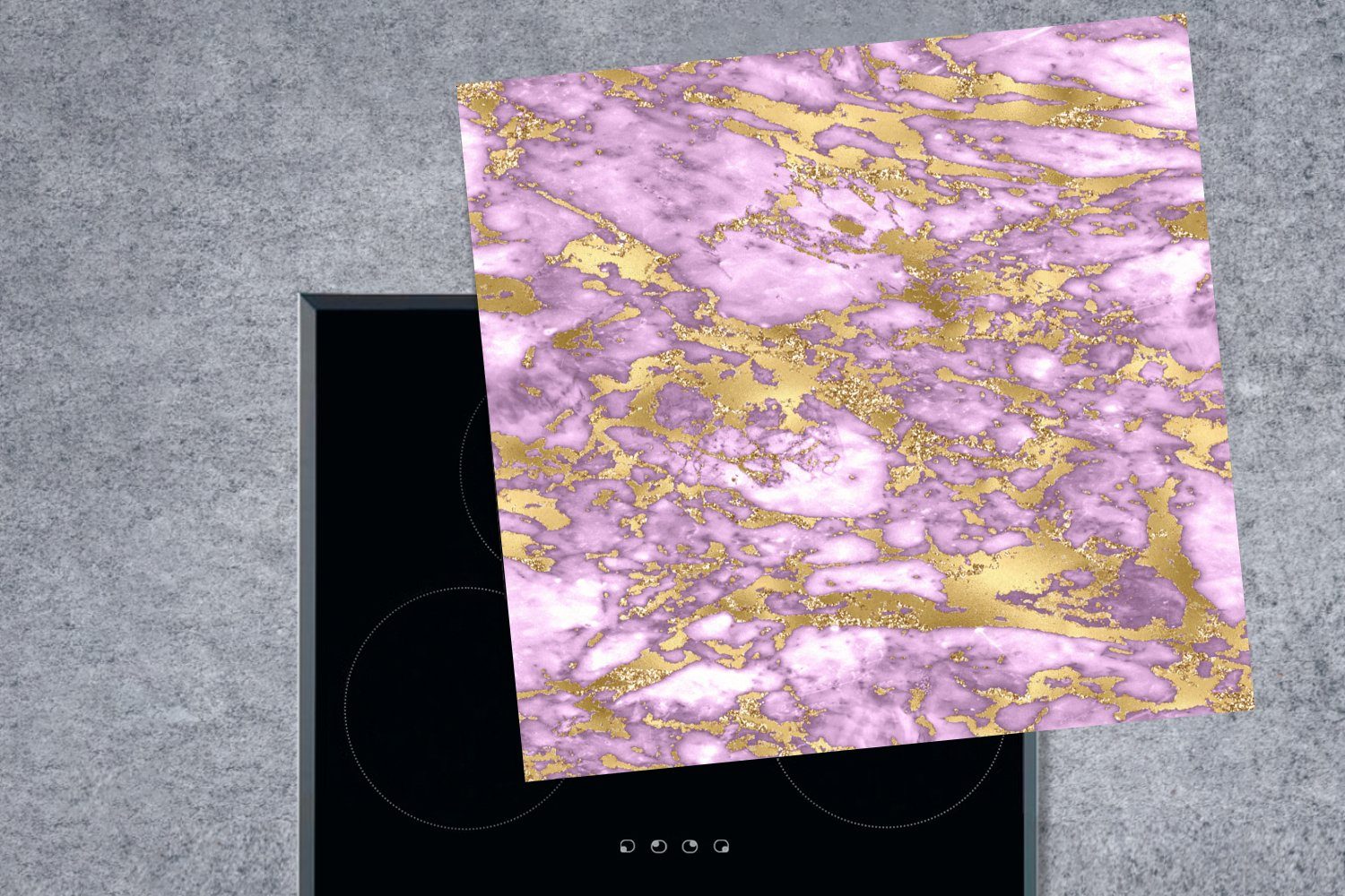 MuchoWow Herdblende-/Abdeckplatte Marmor - cm, küche - Arbeitsplatte 78x78 (1 Luxus, für tlg), Vinyl, Ceranfeldabdeckung, Blattgold