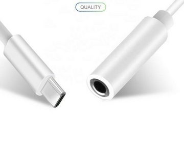 Alpha Electronics Aux Adapter Smartphone-Adapter USB-C zu 3,5-mm-Klinke, 10 cm, für Samsung, Huawei, Xiaomi, Kopfhörer Weiß Audio-Kabel