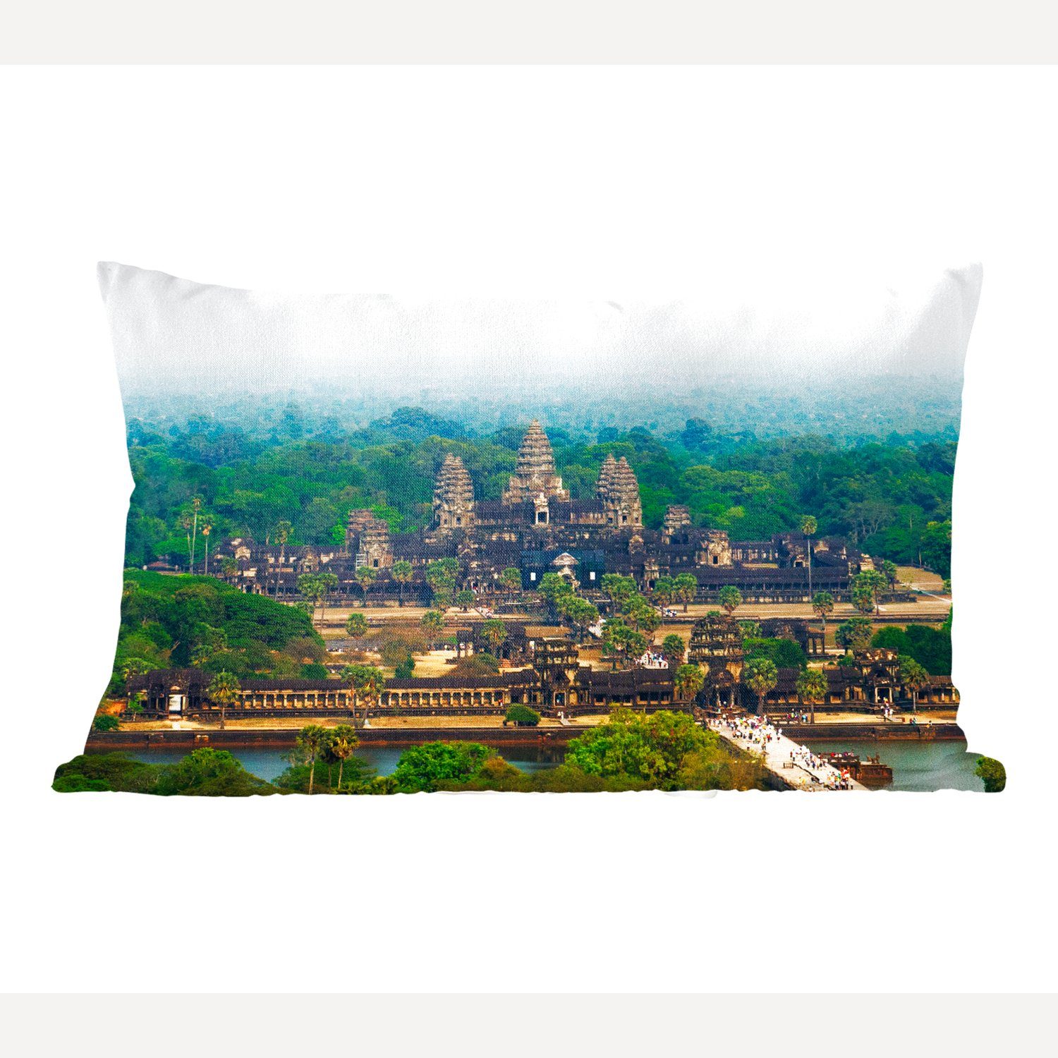 Schlafzimmer Tempels Dekokissen Dekoration, Luftaufnahme Füllung, mit Wohzimmer des Kambodscha, Dekokissen Wat Zierkissen, in von MuchoWow Angkor