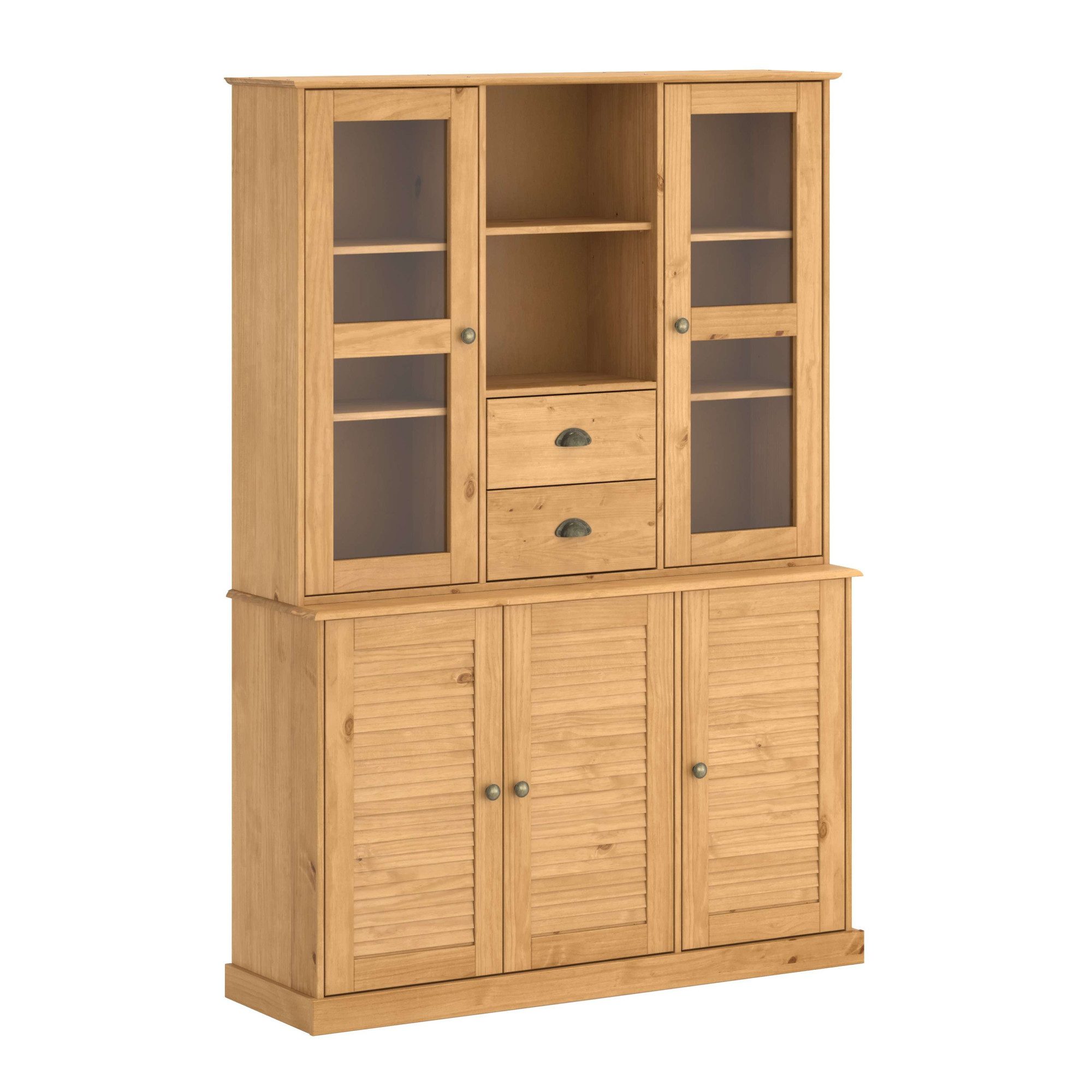 OTTO home Buffet Turia mit Glas- u. Lamellentüren, aus massivem Kiefernholz FSC®, Höhe 180 cm