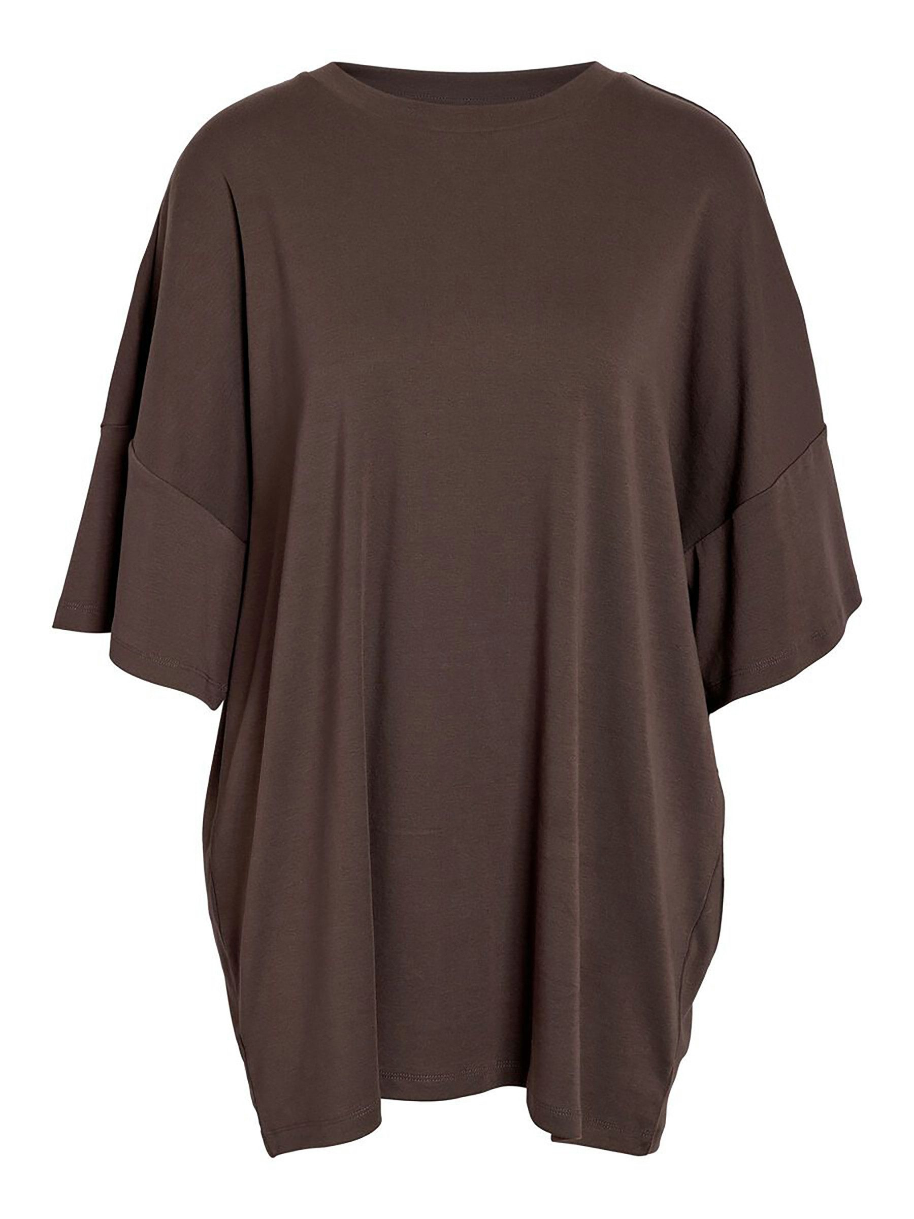 Noisy may T-Shirt Lockeres Design mit Rundhals und kurzen Ärmeln für Damen (1-tlg) Baumwolle Loose Fit Rundhals Halbe Ärmel Einfarbig Pull On