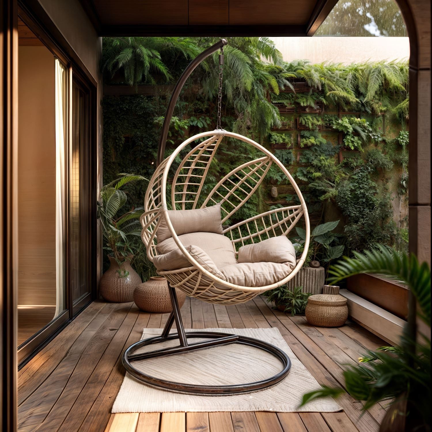 Lookway Gartensessel VIRELLA – Stilvoller Hängestuhl mit Gestell und Kissen günstig online kaufen