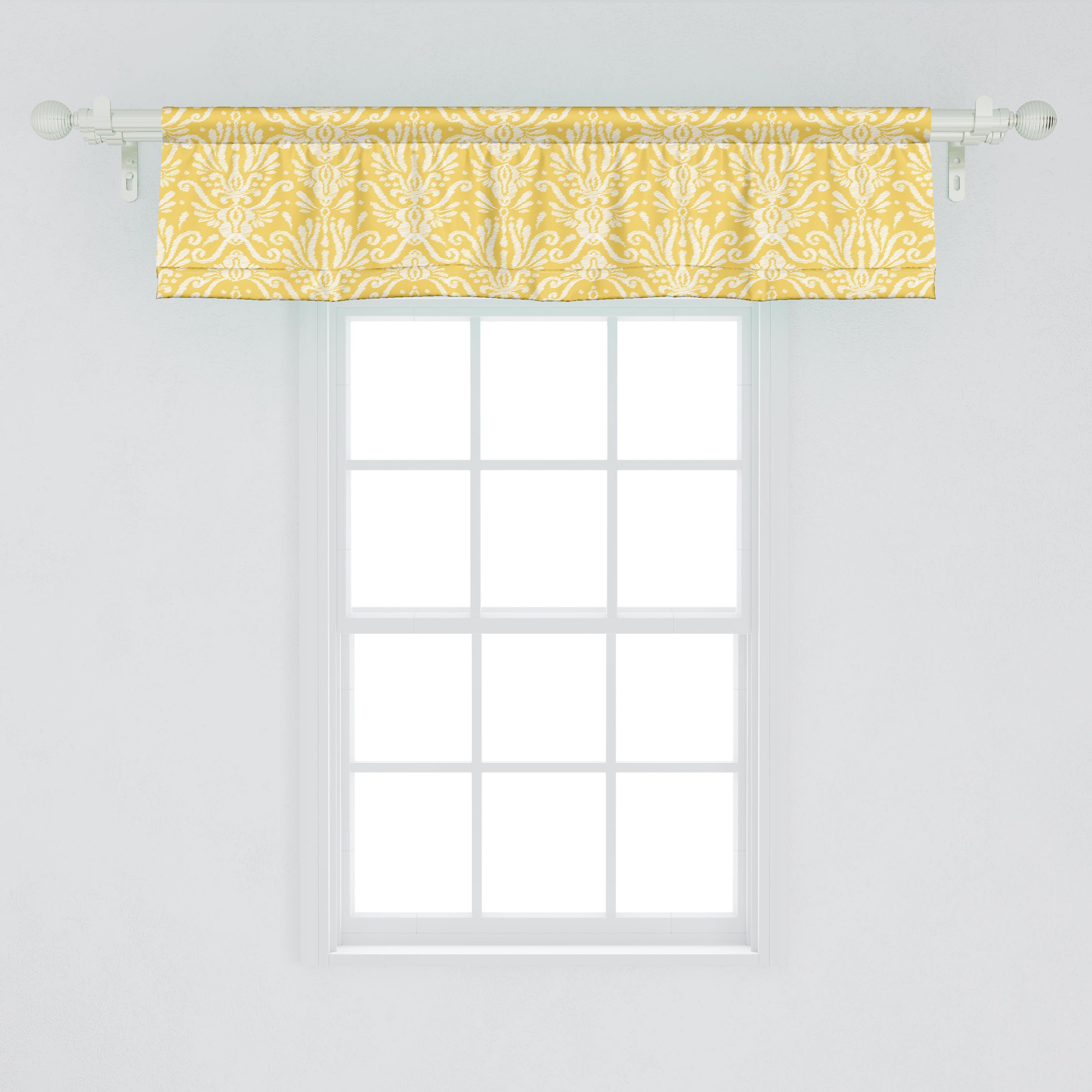 Microfaser, Küche Vorhang Damast-Blumen Ikat Schlafzimmer mit Grafik Scheibengardine Volant Dekor Blumen Stangentasche, für Abakuhaus,