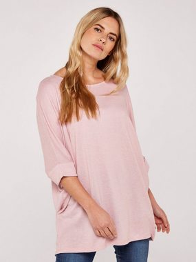 Apricot Klassische Bluse in unifarben, mit Umschlagärmeln