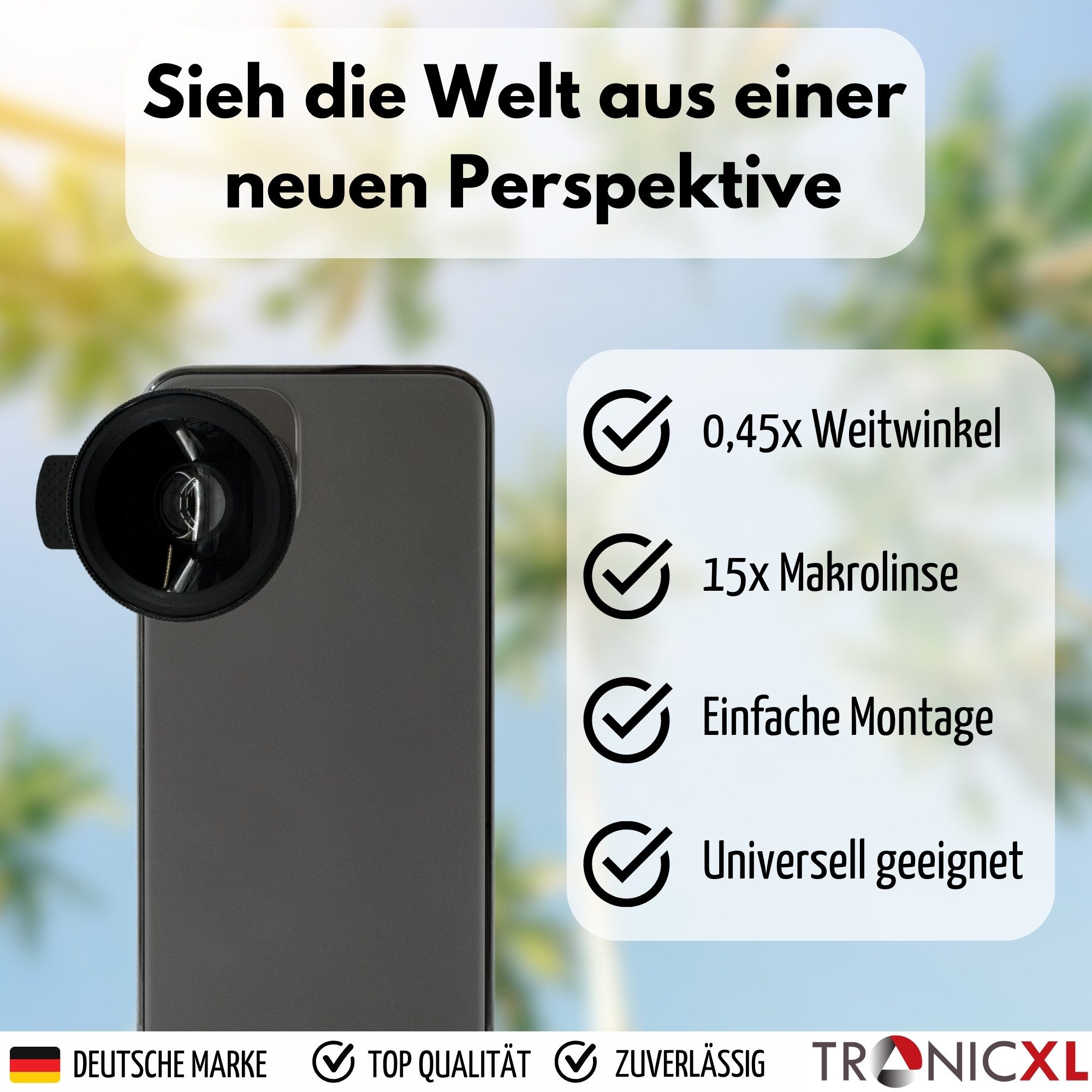 TronicXL Smartphone Makro Objektiv Linse Aufsatz 2in1 Handy-Kamera-Objektiv-Set Makroobjektiv, (Weitwinkel kompatibel mit iPhone Samsung Pixel Android)