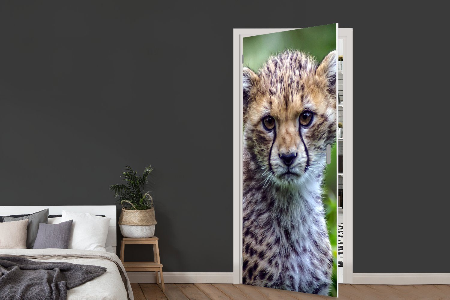 Türaufkleber, Geparden, Fototapete Matt, cm St), Porträt (1 für eines Tür, bedruckt, 75x205 MuchoWow Türtapete