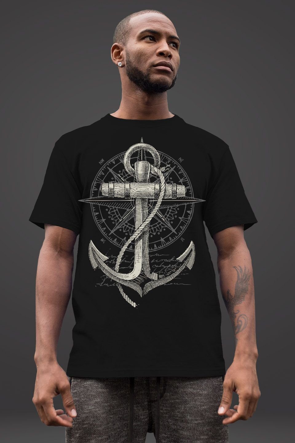 Neverless Print-Shirt Neverless® Herren T-Shirt Print Aufdruck Anker Kompas günstig online kaufen