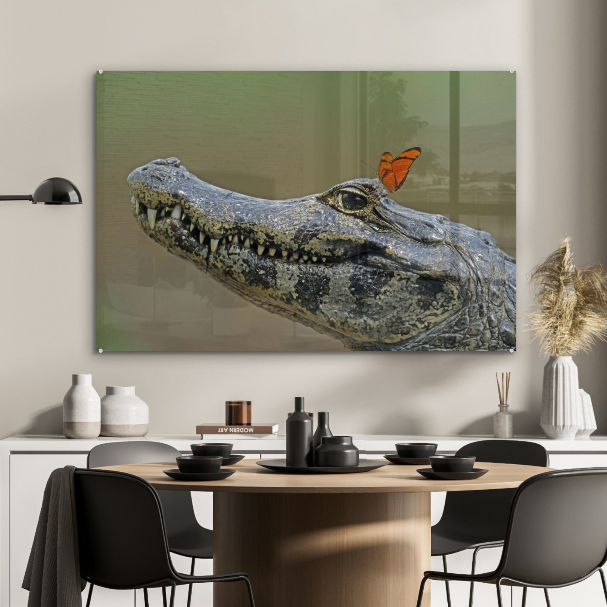 Zähne, Krokodil (1 MuchoWow Acrylglasbild - - & St), Wohnzimmer Acrylglasbilder Schlafzimmer Schmetterling